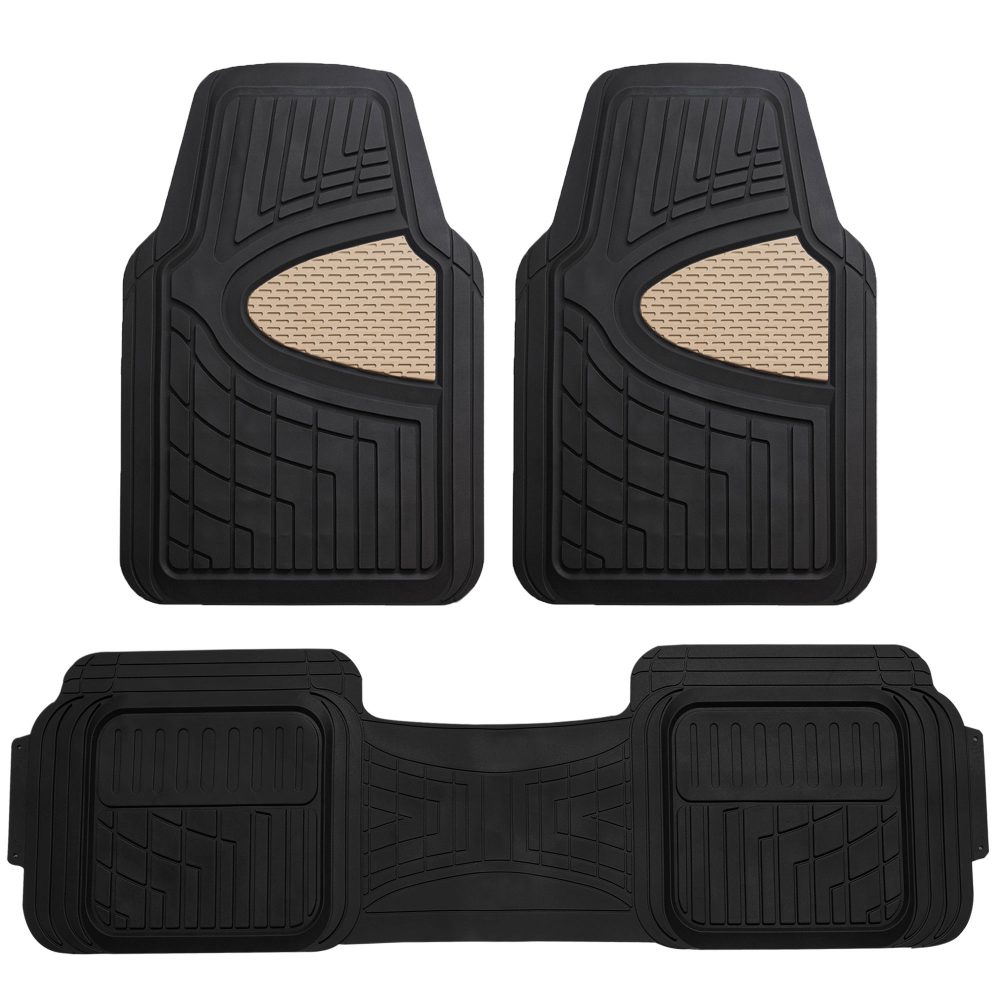 Trimmable ClimaProof Heavy Duty Tall Channel Non-Slip Rubber Floor Mats - Full Set Beige