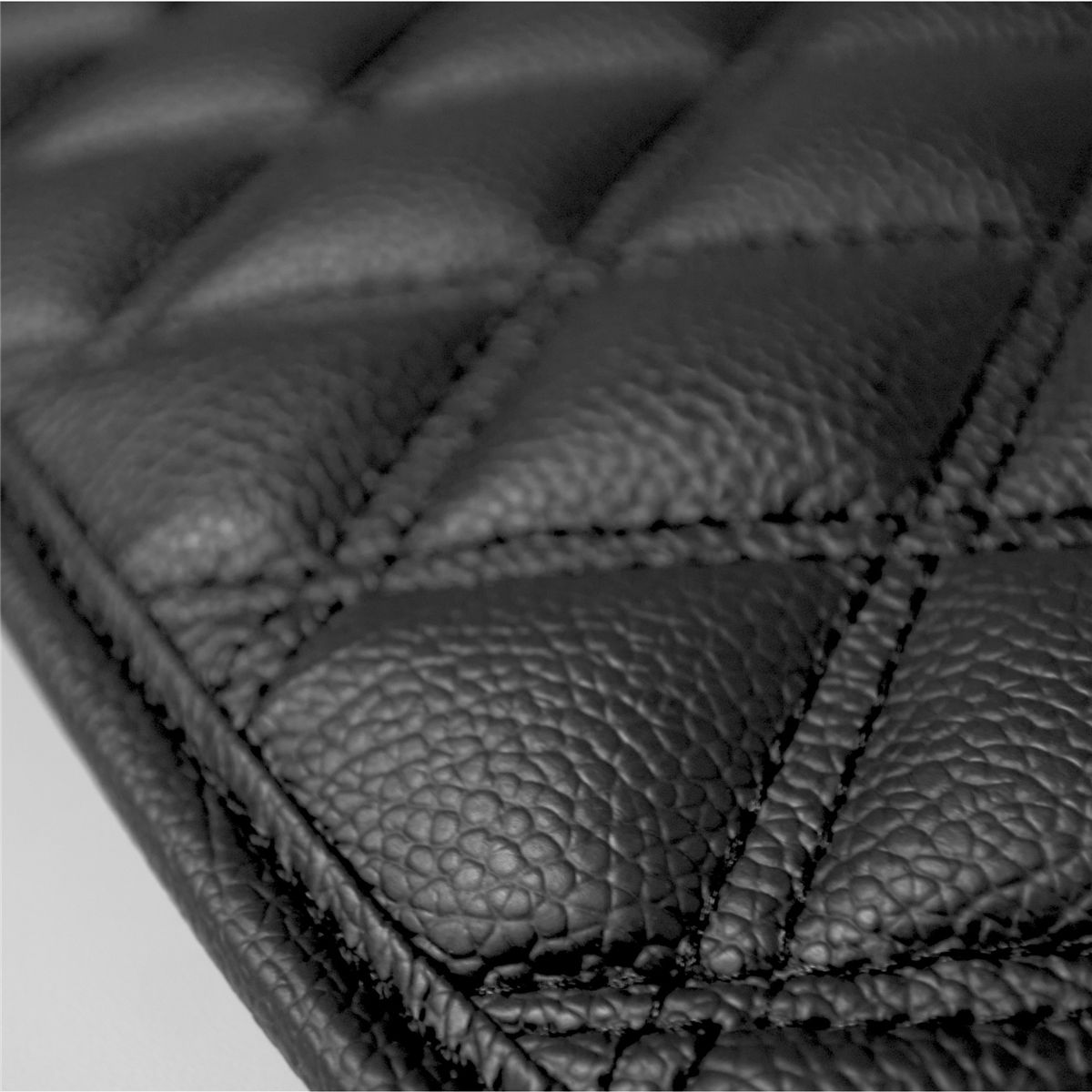 Luxury Universal Liners Heavy Duty Faux Leather Non-Slip Floor Mats Diamond Design - Full Set Black