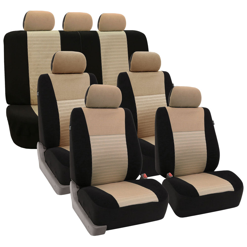 Trendy Elegance 3D Air Mesh 3 Row Seat Covers Beige