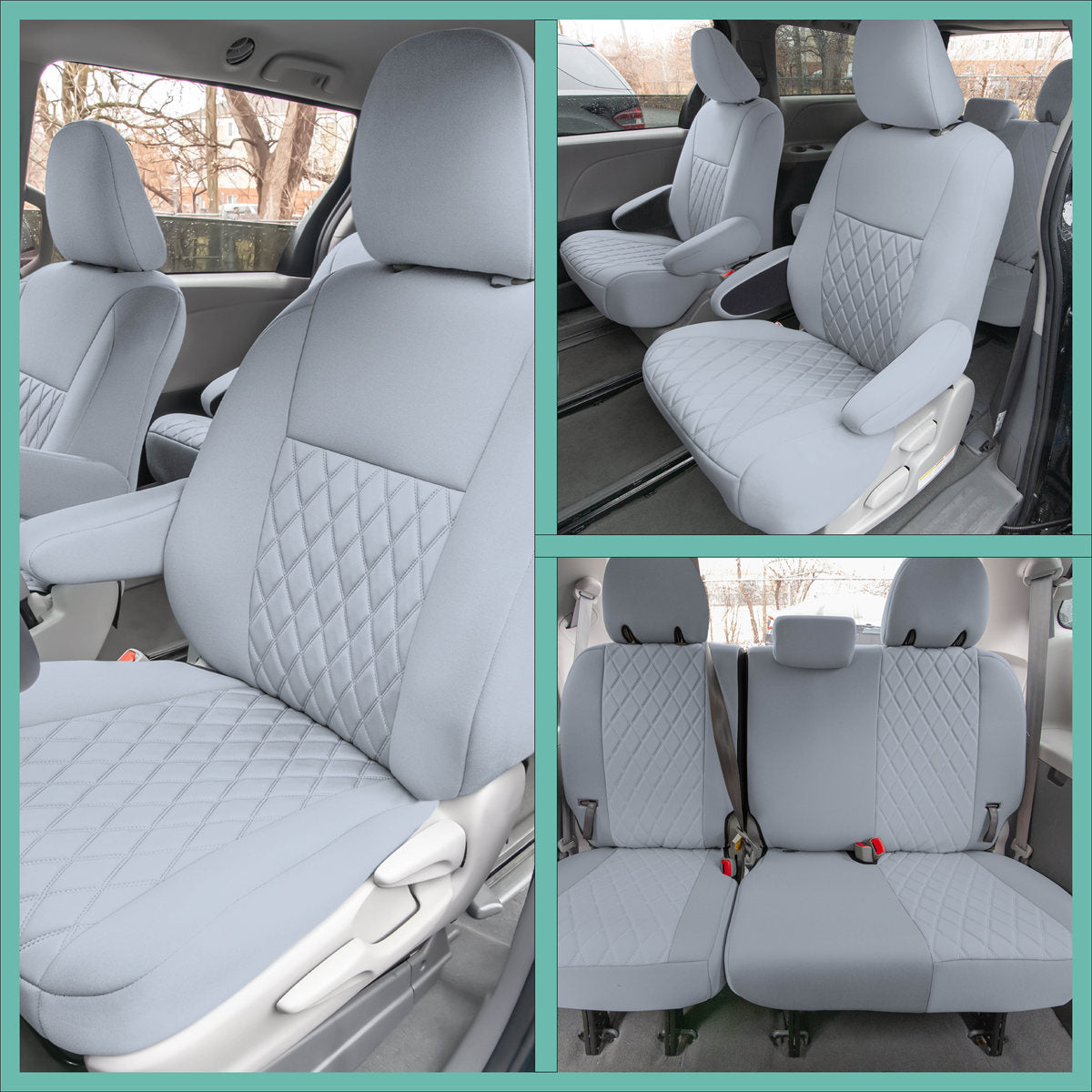 Toyota Sienna - 2011 - 2020  - Full Set Seat Covers - Solid Gray Ultraflex Neoprene