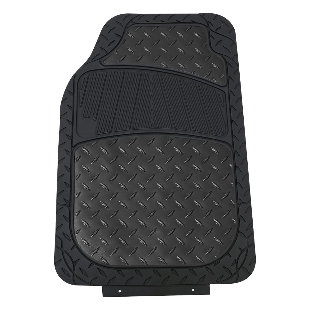 Trimmable ClimaProof High Quality Metallic Non-Slip Rubber Floor Mats - Full Set Black