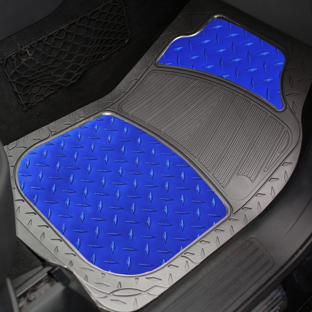 Trimmable ClimaProof High Quality Metallic Non-Slip Rubber Floor Mats - Full Set Blue