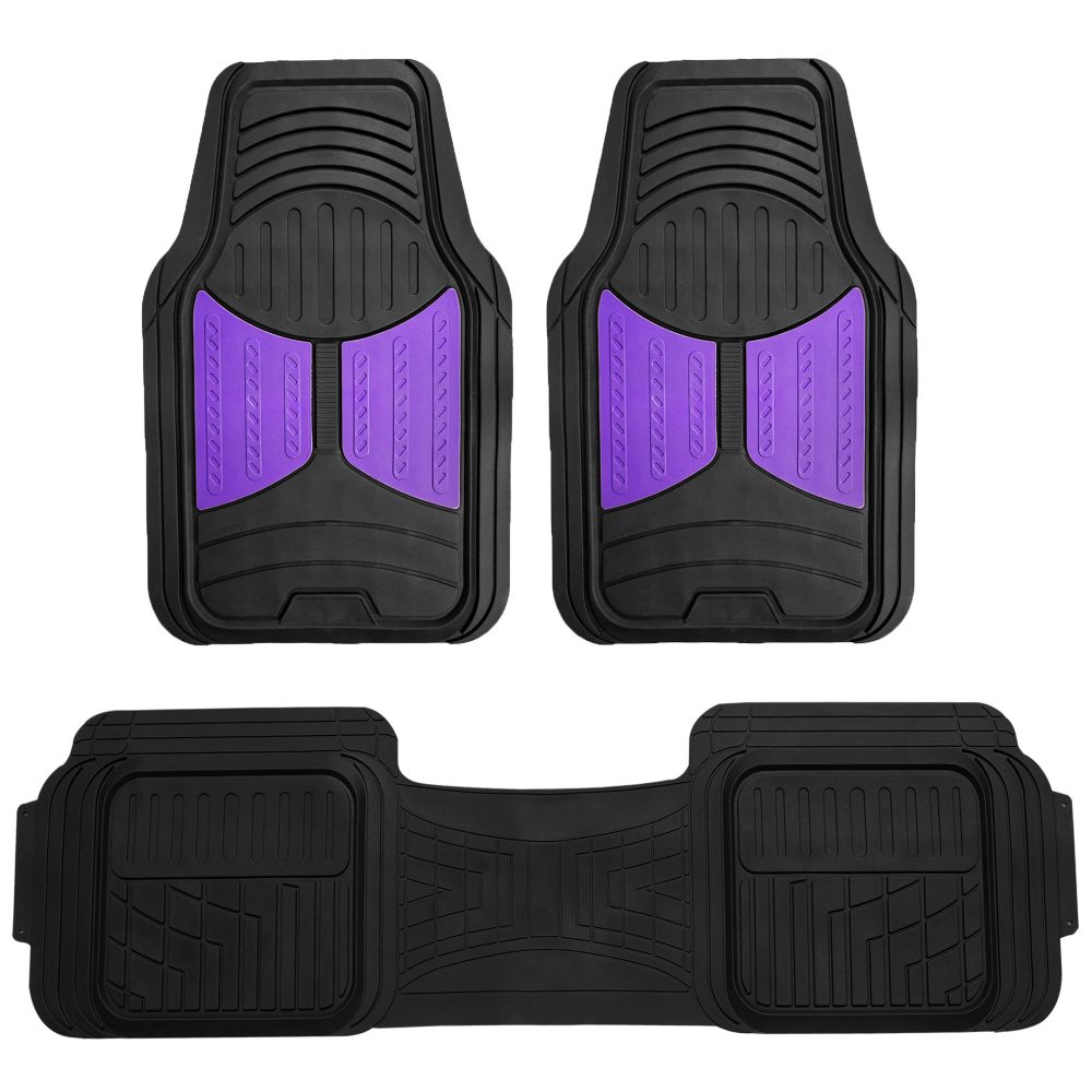 Trimmable Heavy Duty Non-Slip Rubber Floor Mats - Full Set Purple