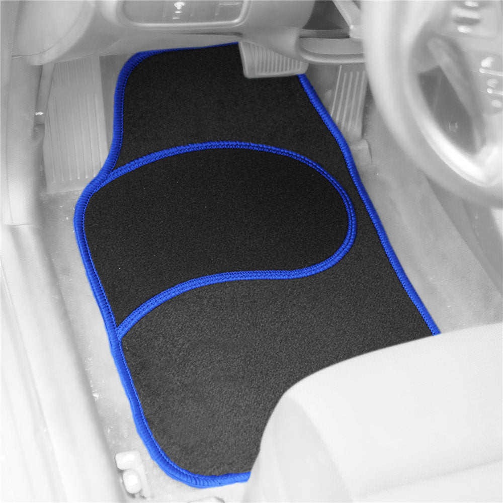 Mod Non-Slip Carpet Floor Mats with Colorful Stitching - Full Set Blue