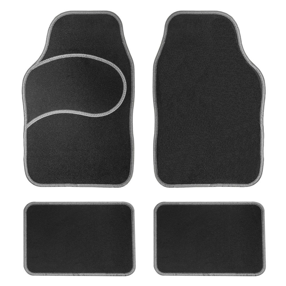 Mod Non-Slip Carpet Floor Mats with Colorful Stitching - Full Set Gray