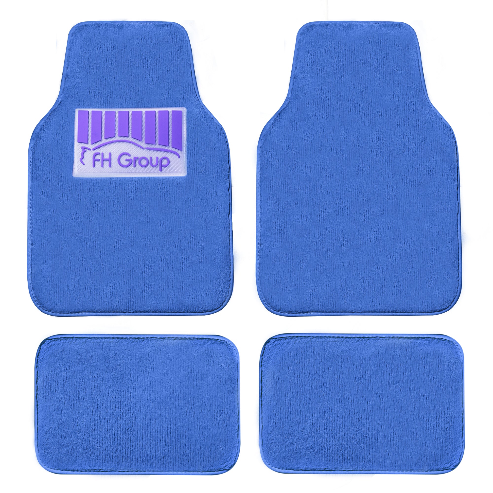 Doe16 Faux Rabbit Fur Non-Slip Floor Mats - Full Set Blue
