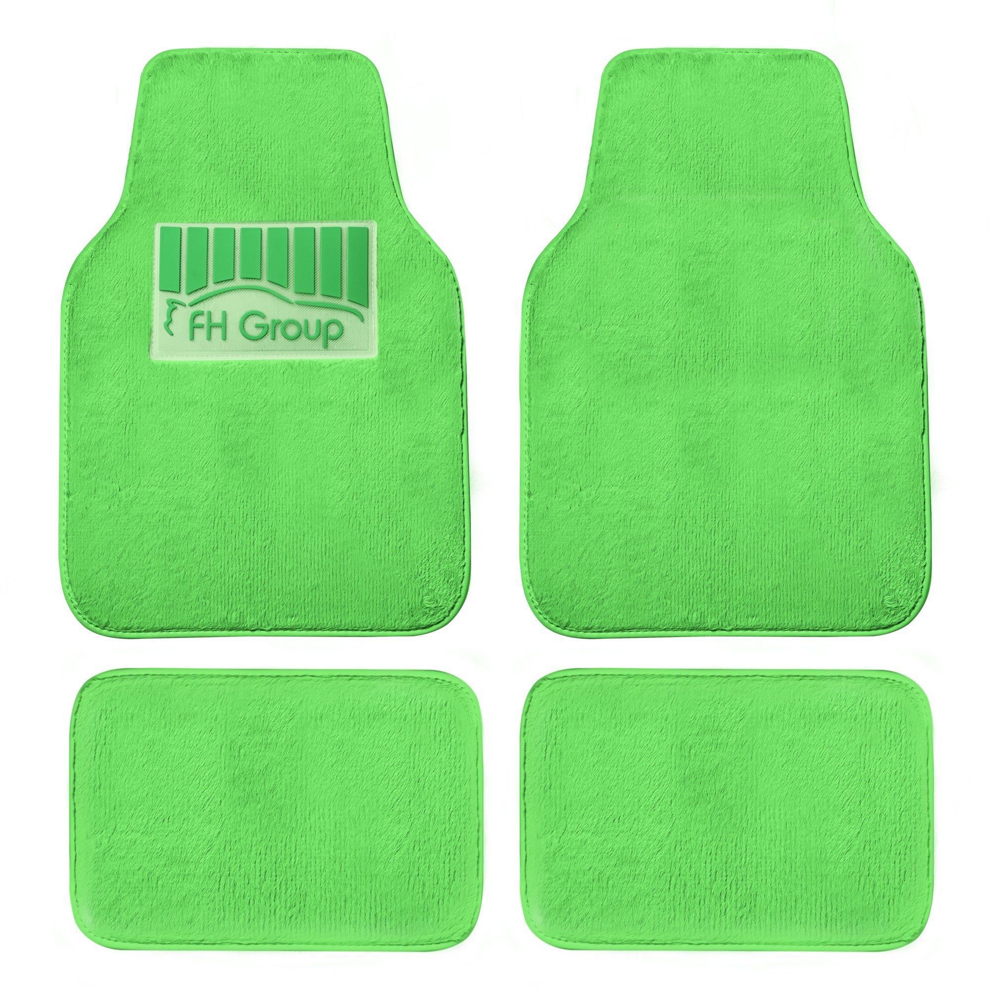 Doe16 Faux Rabbit Fur Non-Slip Floor Mats - Full Set Green