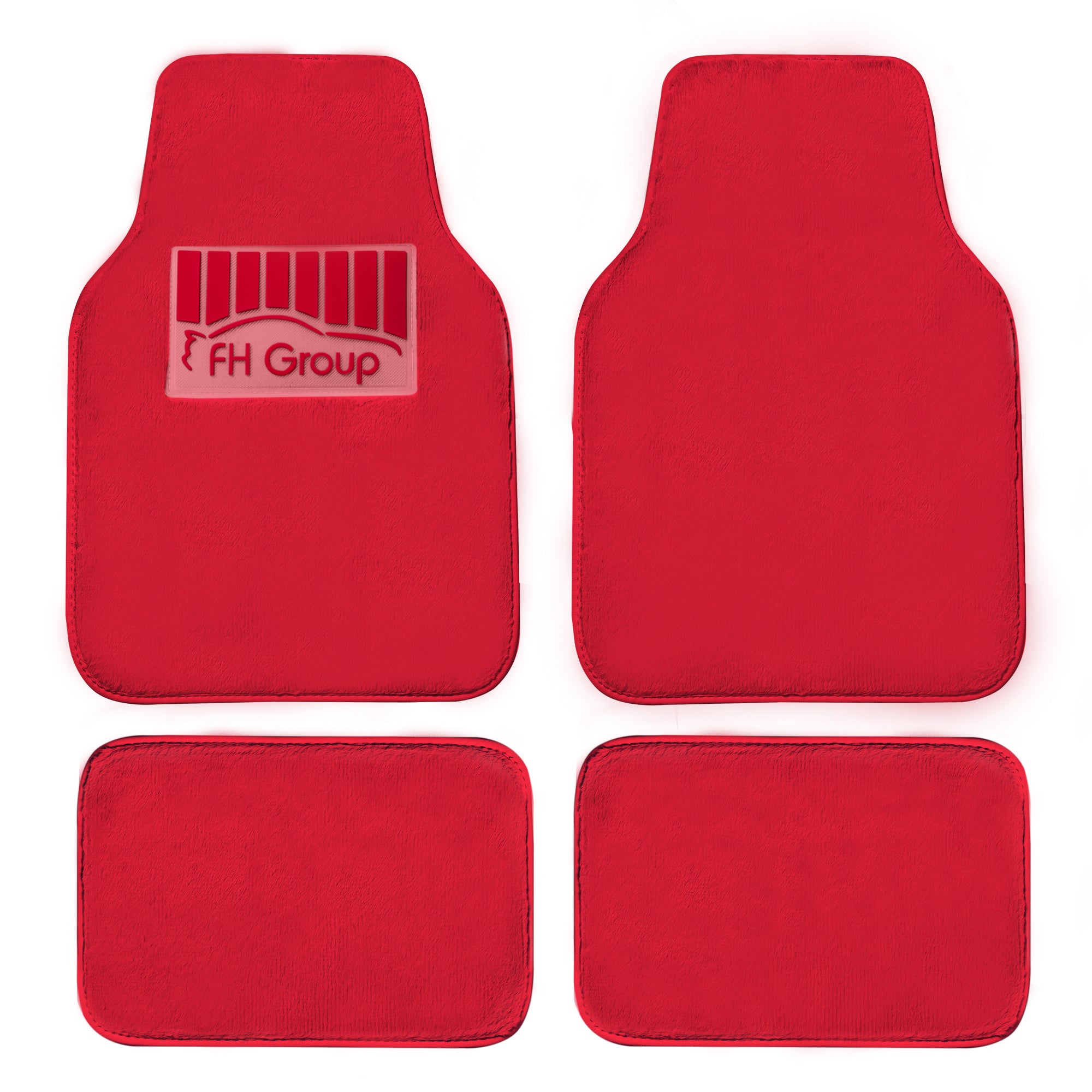 Doe16 Faux Rabbit Fur Non-Slip Floor Mats - Full Set Red
