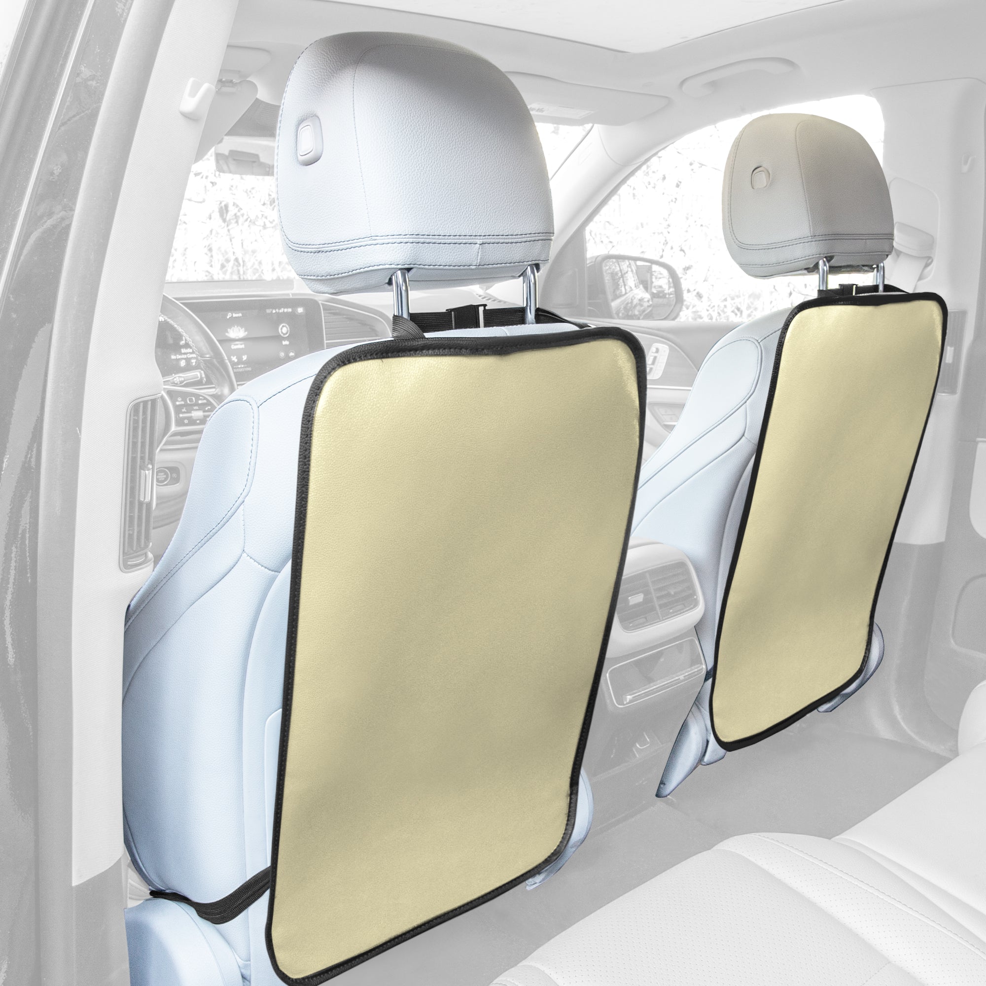 E-Z Travel Faux Leather Seat Back Protector - 2 Pack Beige