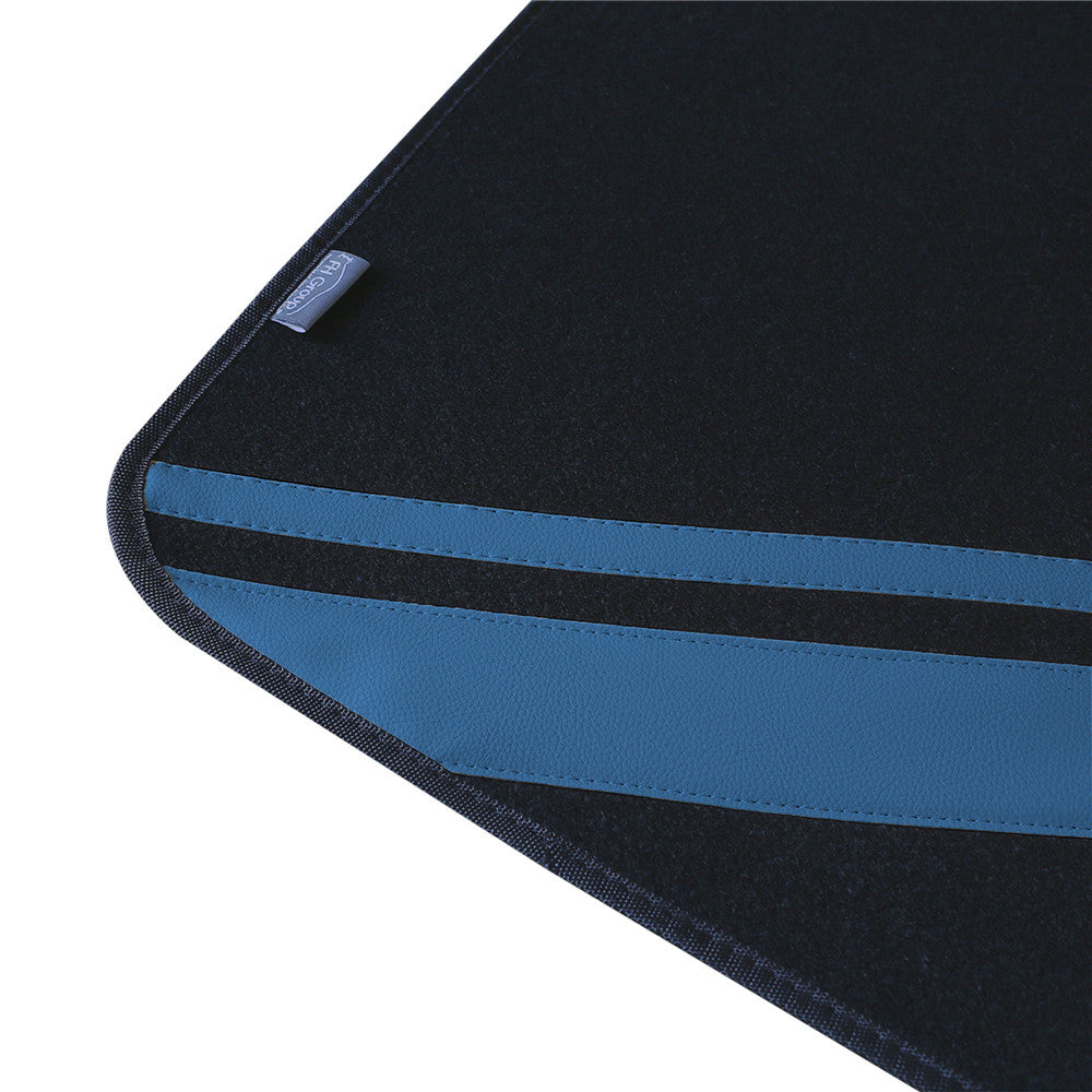 Non-Slip Carpet Floor Mats with Faux Leather Stripes - Full Set Blue