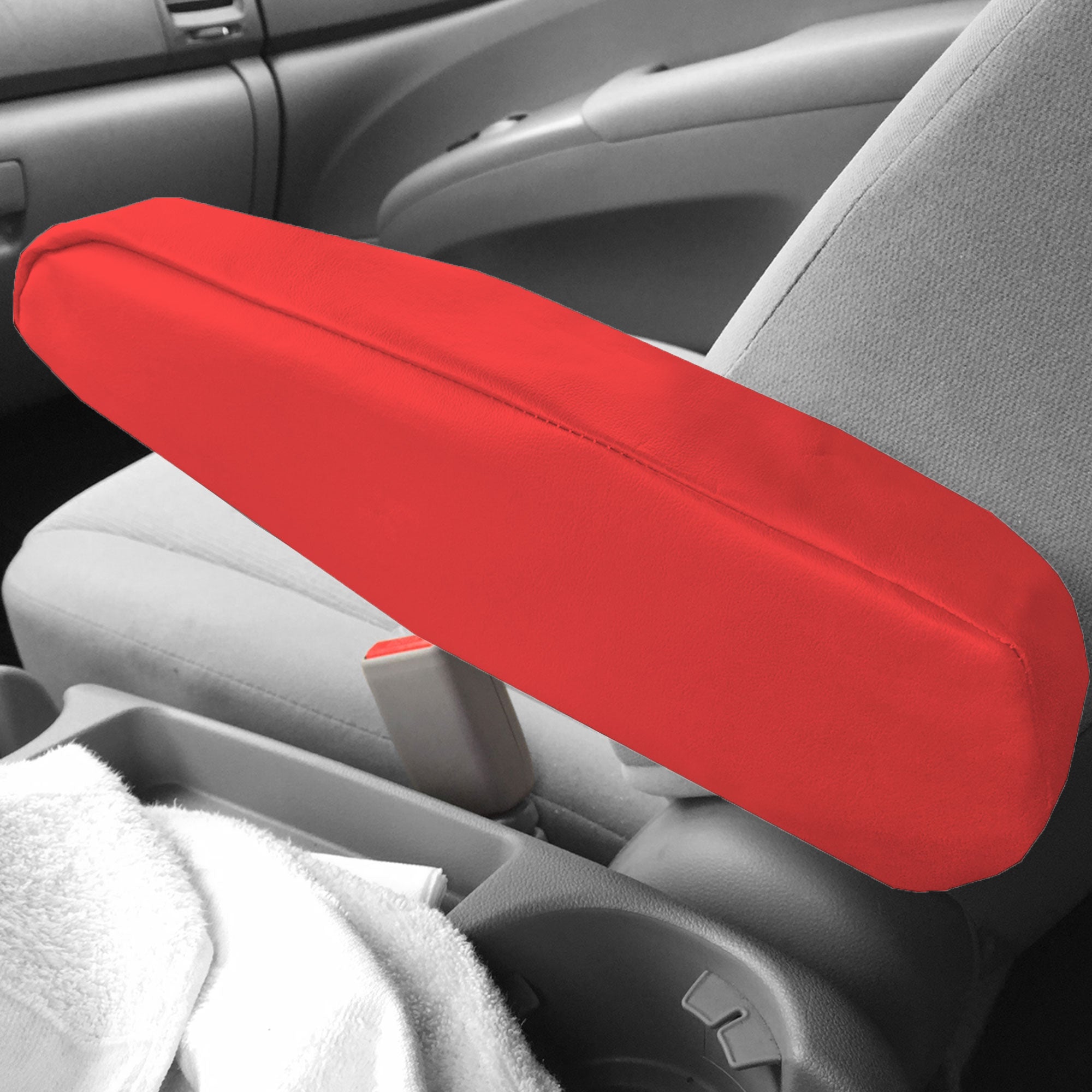 PU Leather Armrest Cover Red