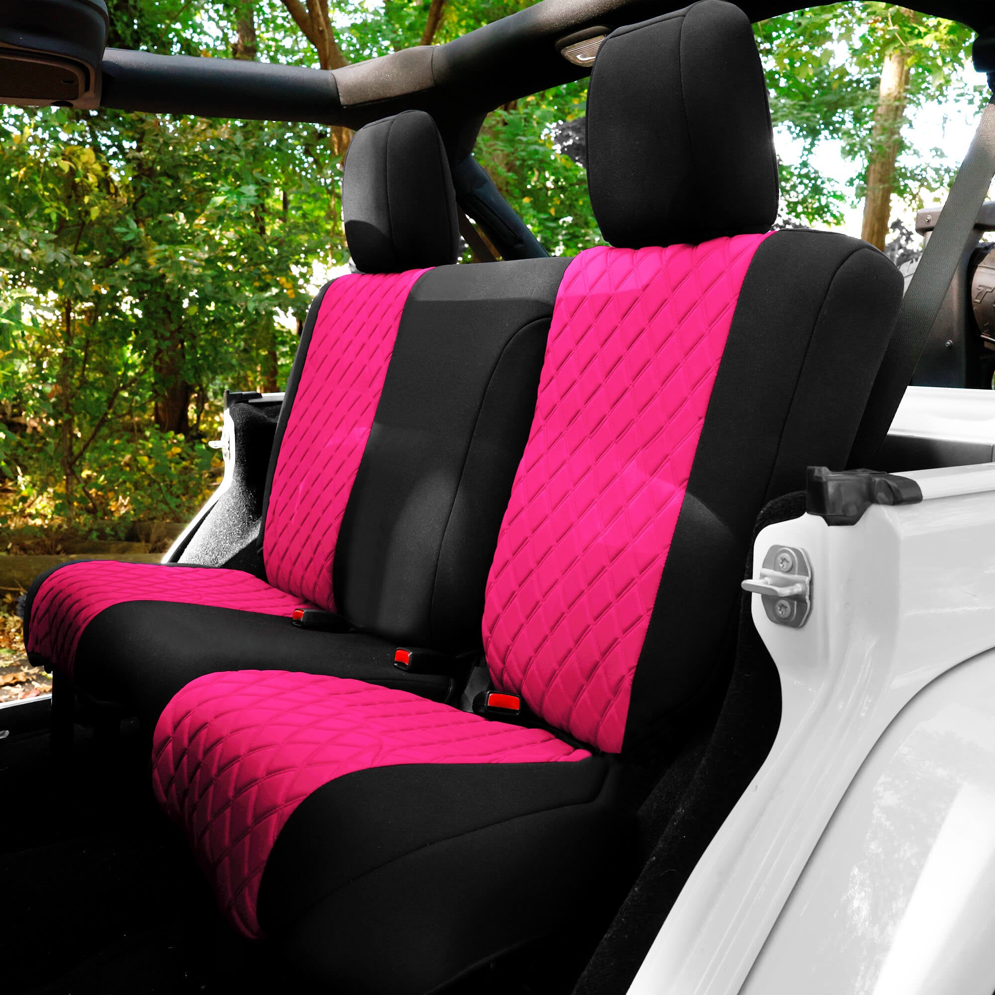 Jeep Wrangler JK 2 Door 2007-2017 -  Rear Set Seat Covers - Pink Ultraflex Neoprene