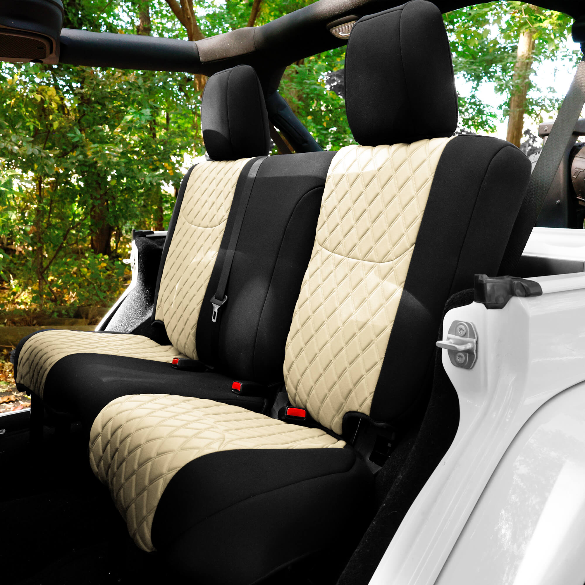 Jeep Wrangler JK 4-Door 2007-2017 -  Rear Set Seat Covers - Beige Ultraflex Neoprene