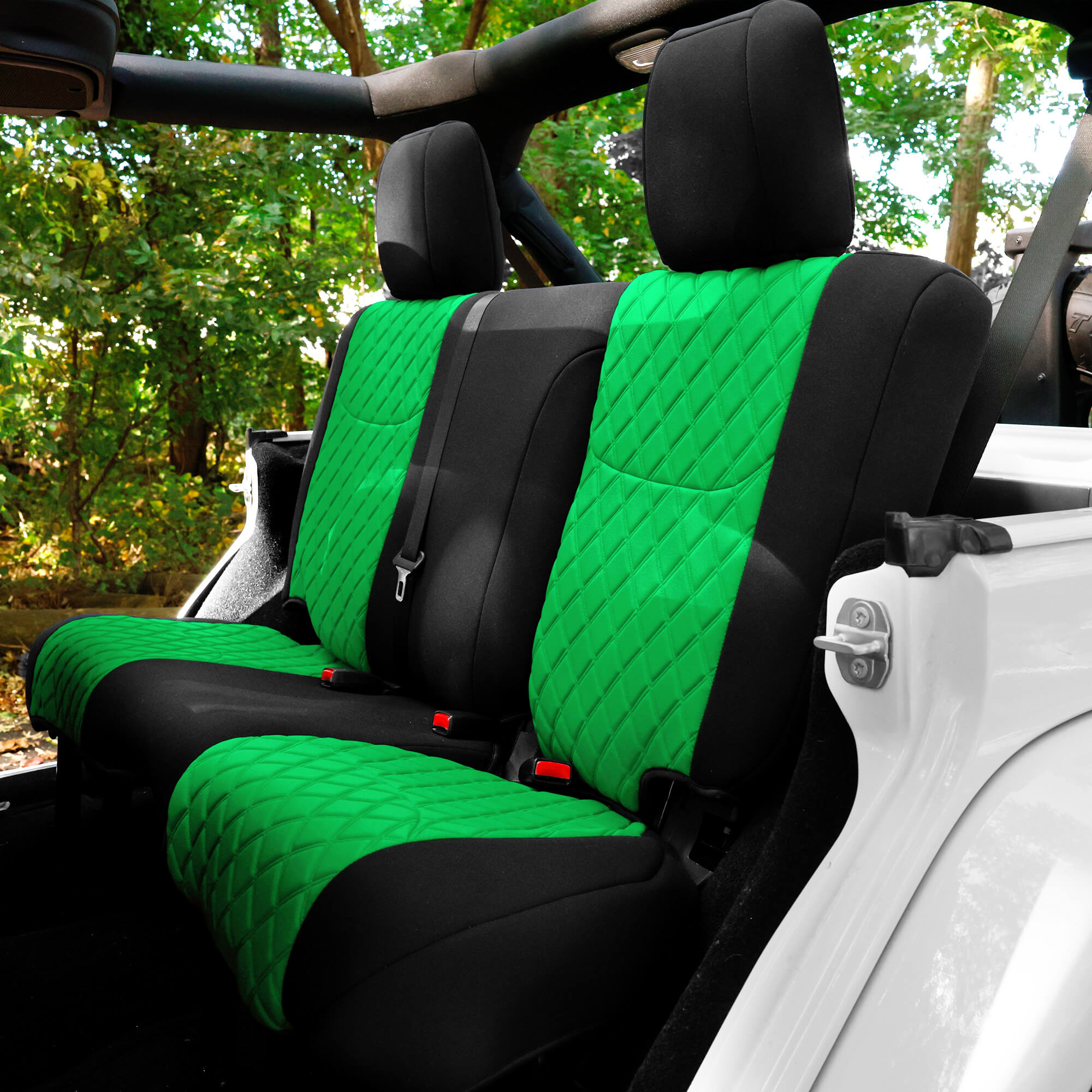 Jeep Wrangler JK 4-Door 2007-2017 -  Rear Set Seat Covers - Green Ultraflex Neoprene