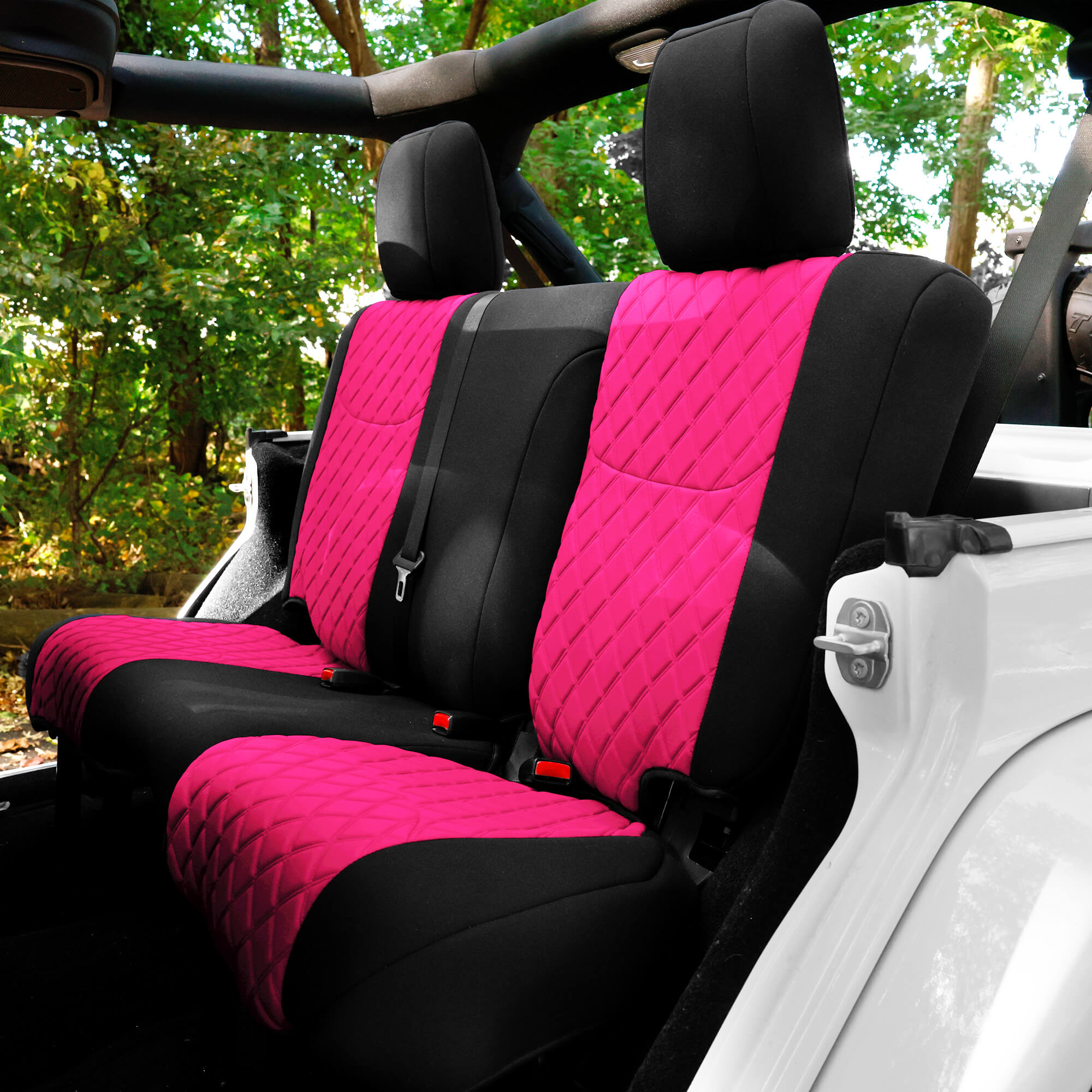 Jeep Wrangler JK 4-Door 2007-2017 -  Rear Set Seat Covers - Pink Ultraflex Neoprene