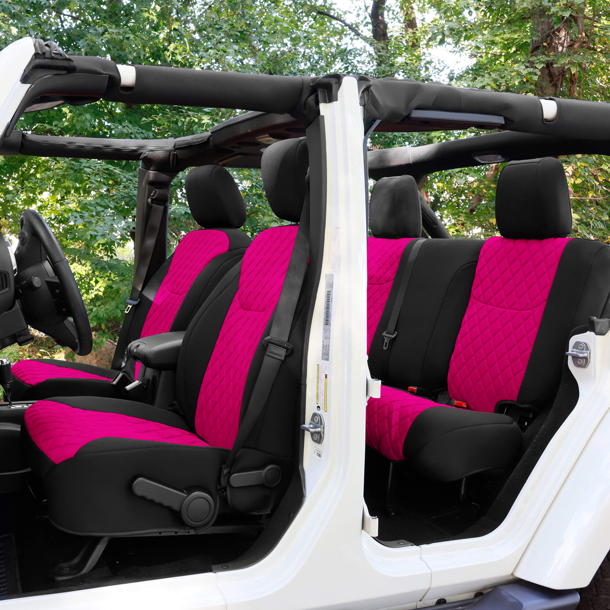 Jeep Wrangler JK 4-Door 2007-2017 -  Full Set Seat Covers - Pink Ultraflex Neoprene