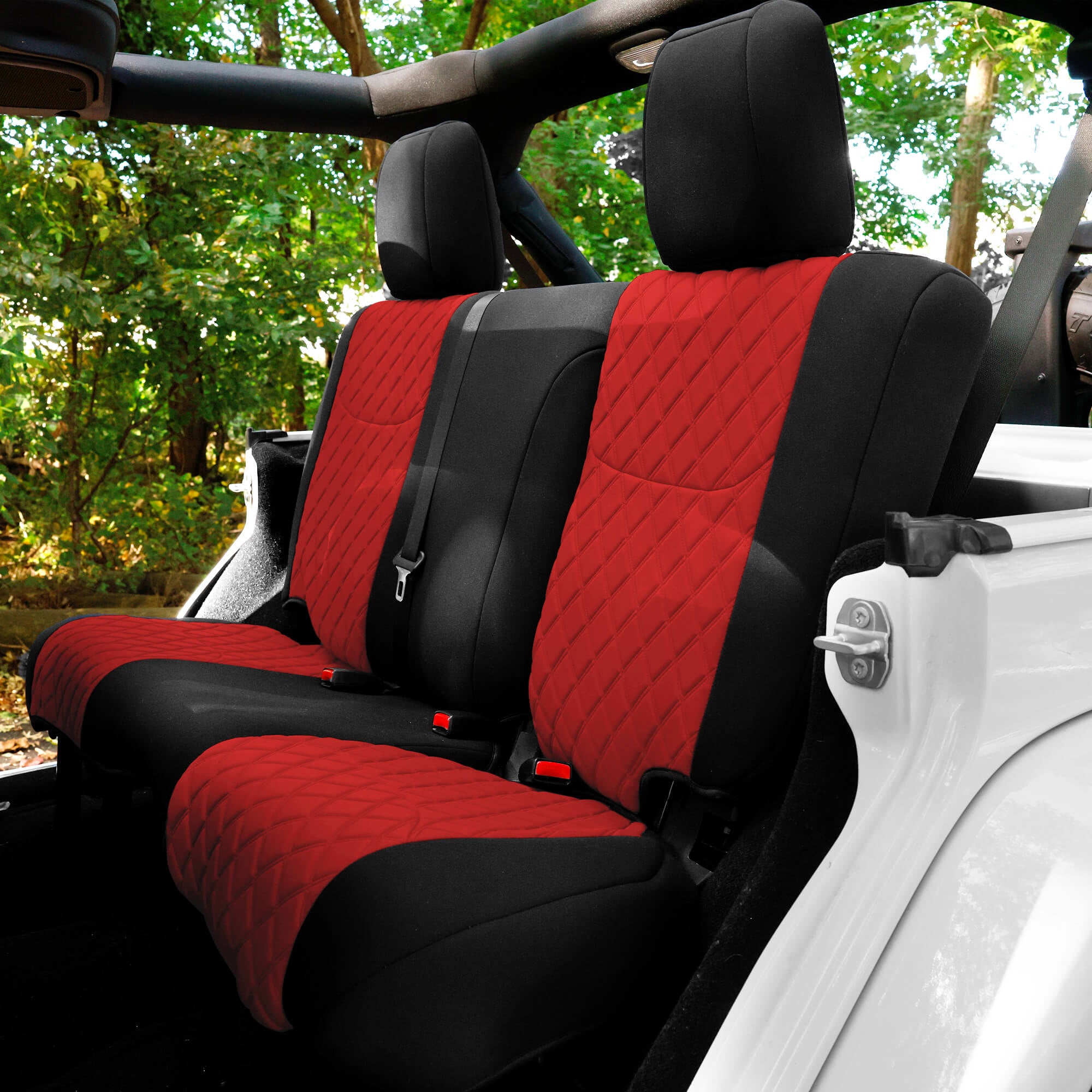 Jeep Wrangler JK 4-Door 2007-2017 -  Rear Set Seat Covers - Red Ultraflex Neoprene