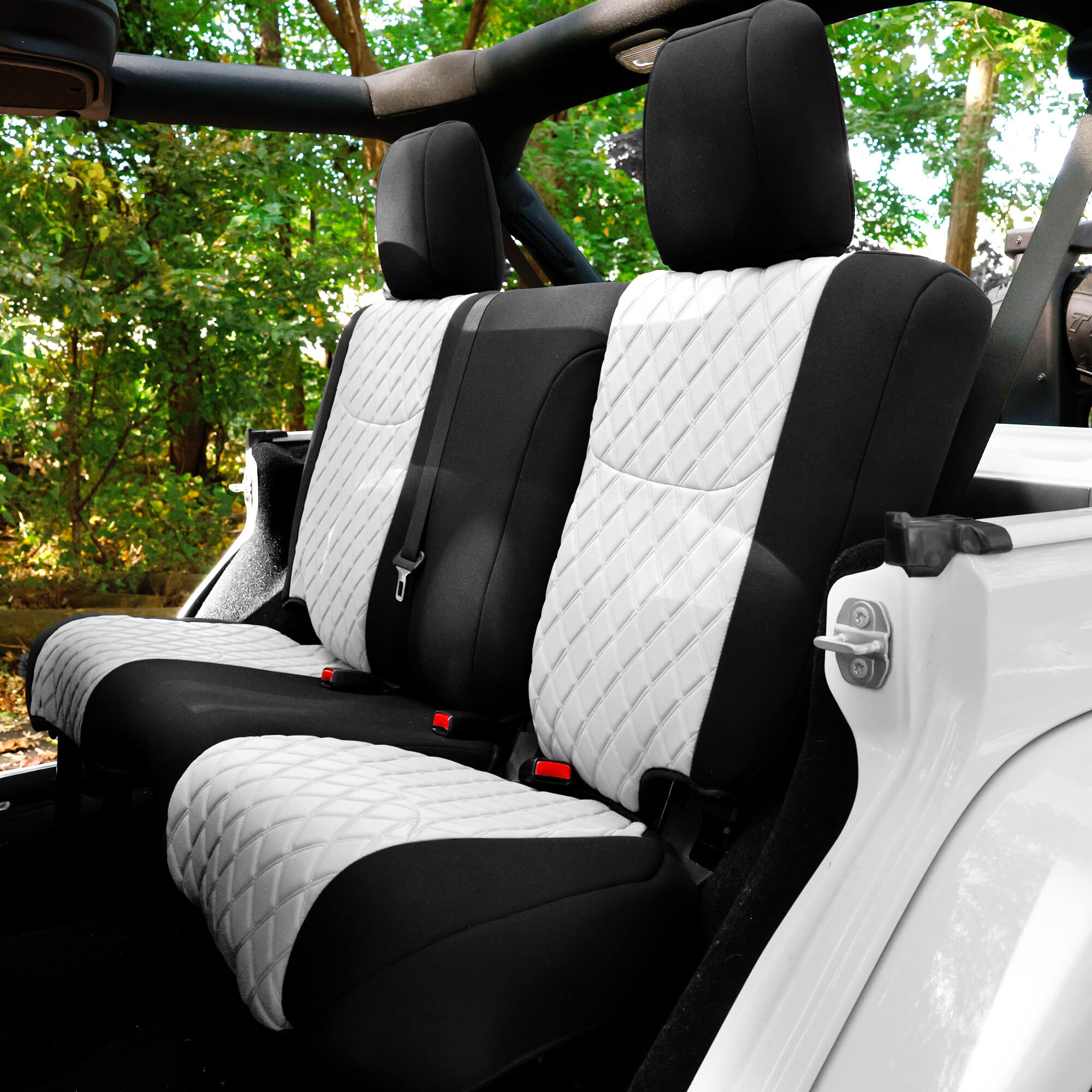 Jeep Wrangler JK 4-Door 2007-2017 -  Rear Set Seat Covers - White Ultraflex Neoprene