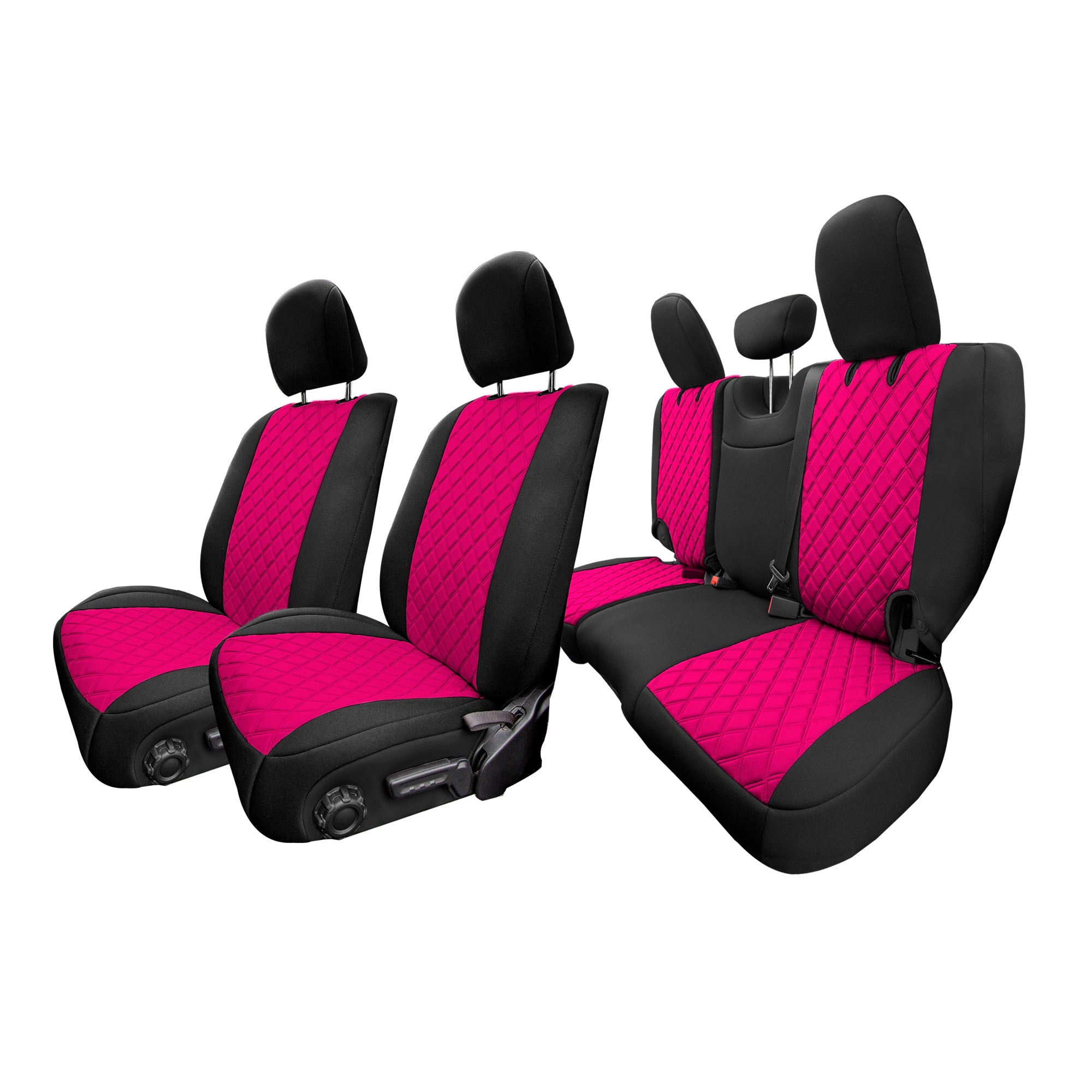 Jeep Wrangler JL 4DR 2018-2023 -  Full Set Seat Covers - Pink/Black Ultraflex Neoprene