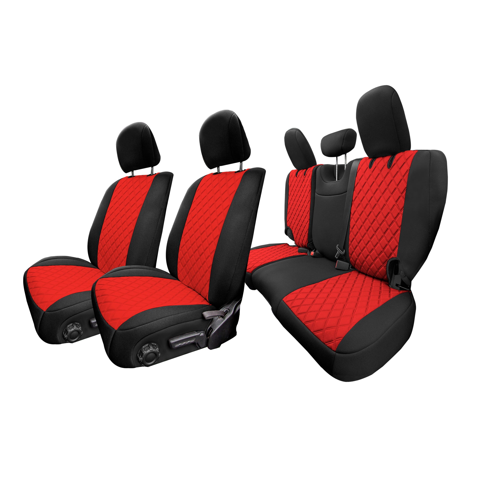 Jeep Wrangler JL 4DR 2018-2021 -  Full Set Seat Covers - Red/Black Neoprene