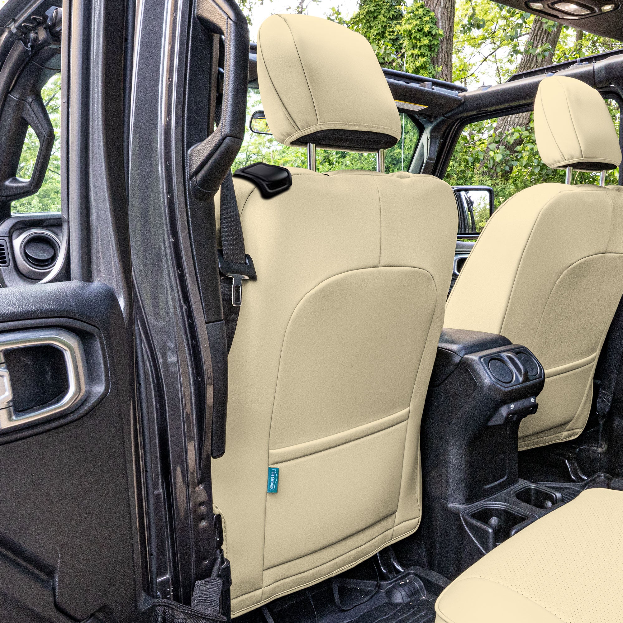 Jeep Wrangler JL 2-Door 2018-2023 -  Front Set Seat Covers - Beige Faux Leather