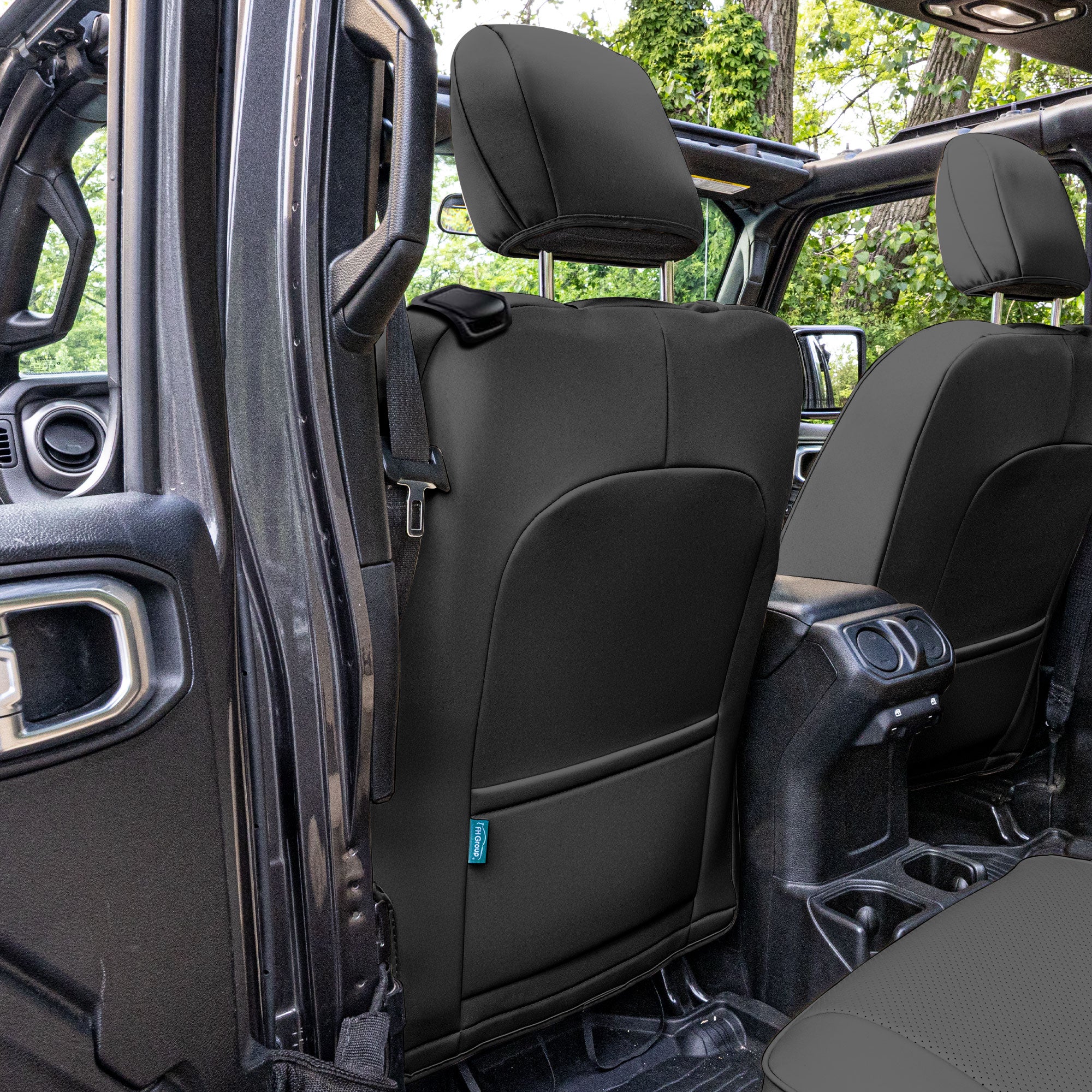 Jeep Wrangler JL 2-Door 2018-2023 -  Front Set Seat Covers - Black Faux Leather