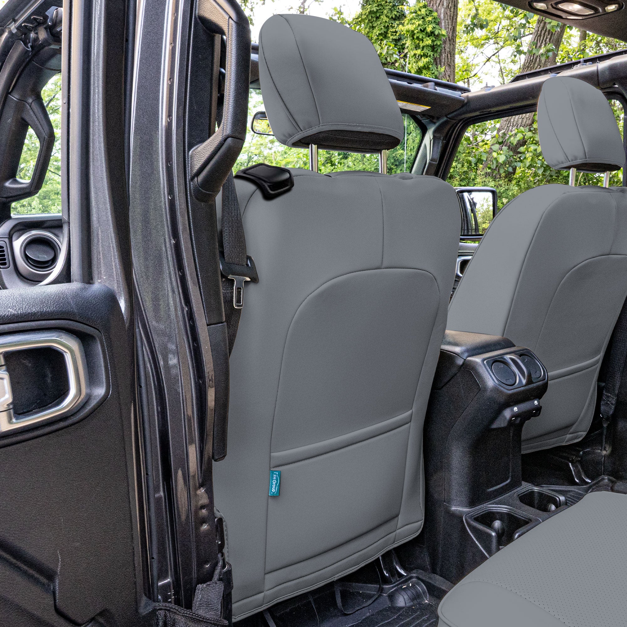 Jeep Wrangler JL 2-Door 2018-2023 -  Front Set Seat Covers - Solid Gray Faux Leather