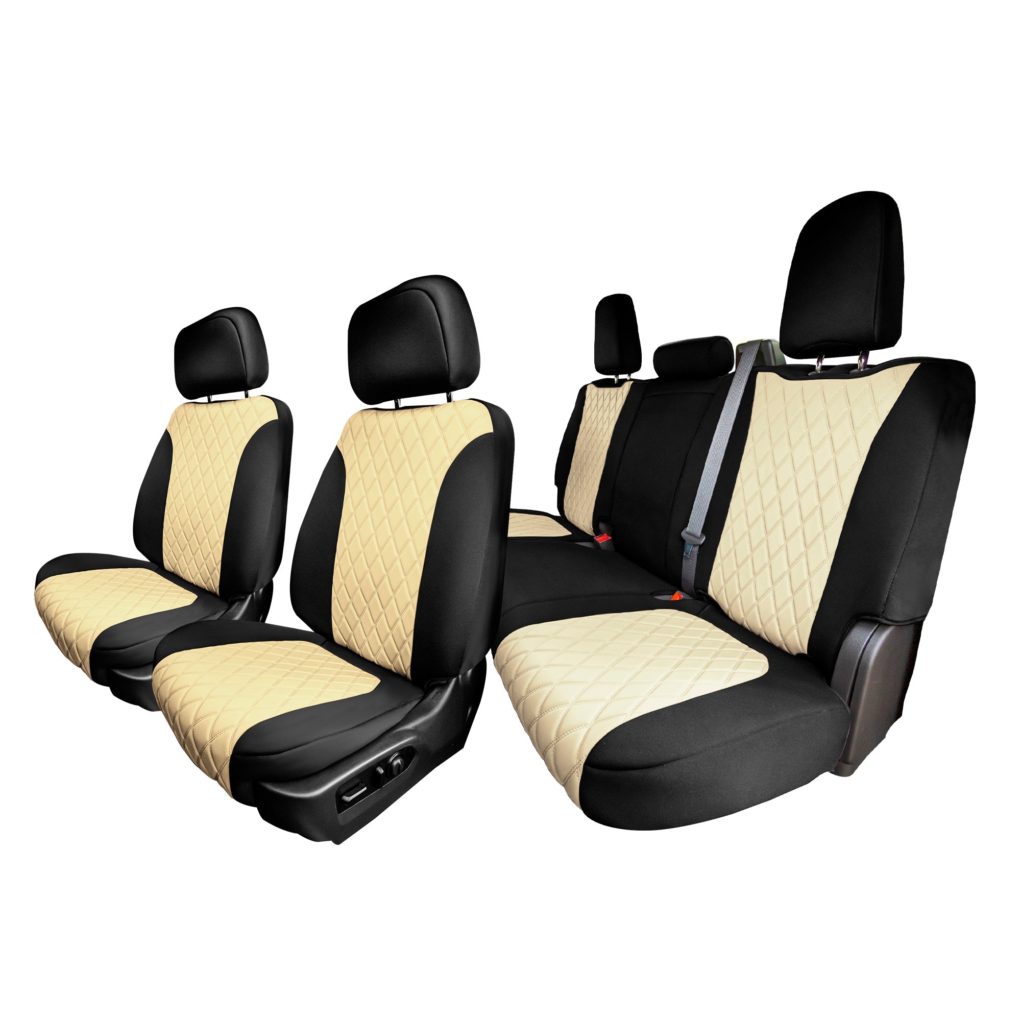 Chevrolet Silverado 1500 2500HD 3500HD WT | LT  2019 - 2023 - Rear Set Seat Covers - Beige Ultraflex Neoprene