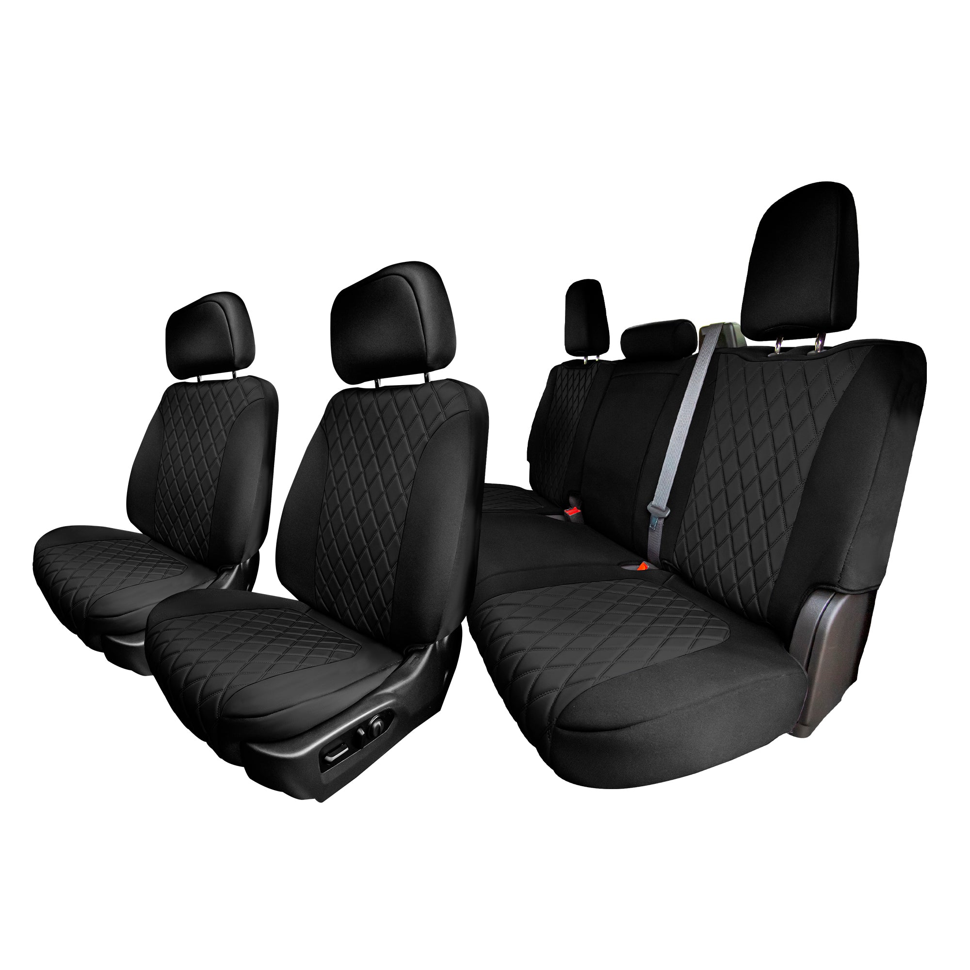 GMC Sierra 1500 2500HD 3500HD SLE Base  2019 - 2022 - Rear Set Seat Covers - Black Neoprene