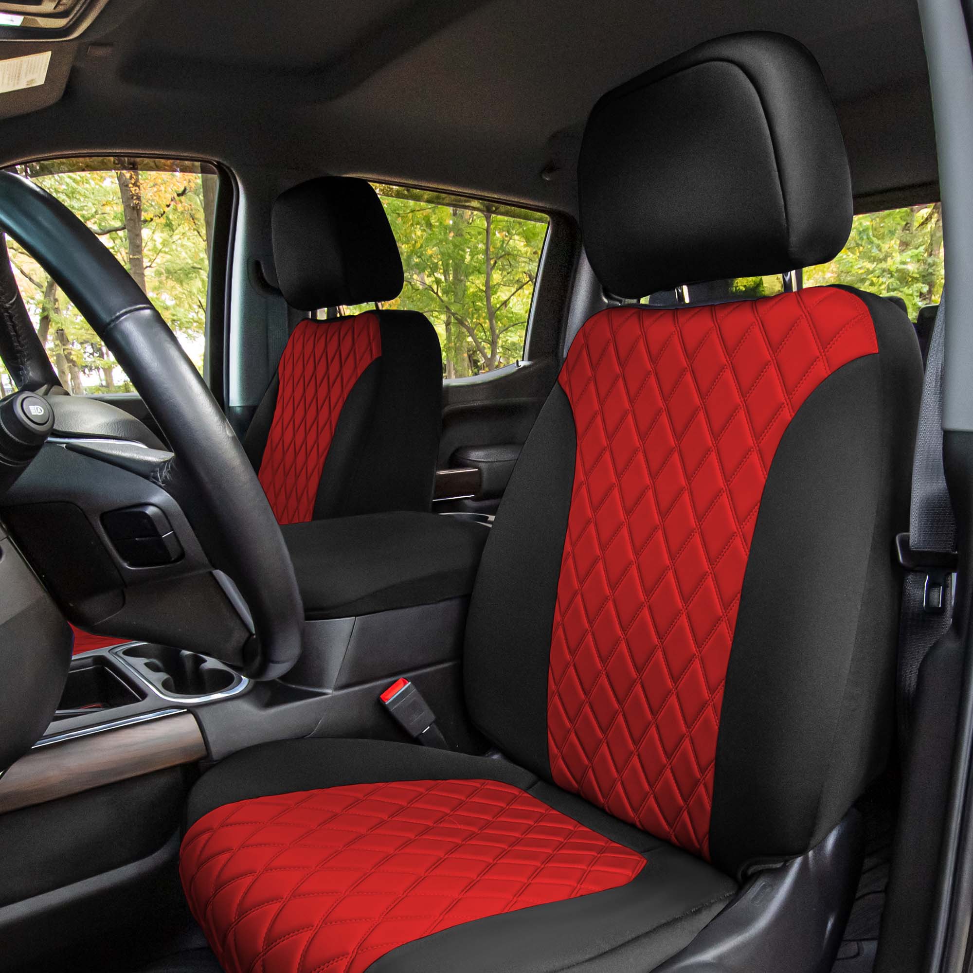 GMC Sierra 1500 2500HD 3500HD SLT | AT4 | DENALI 2019-2022 - Front Set Seat Covers - Red Neoprene