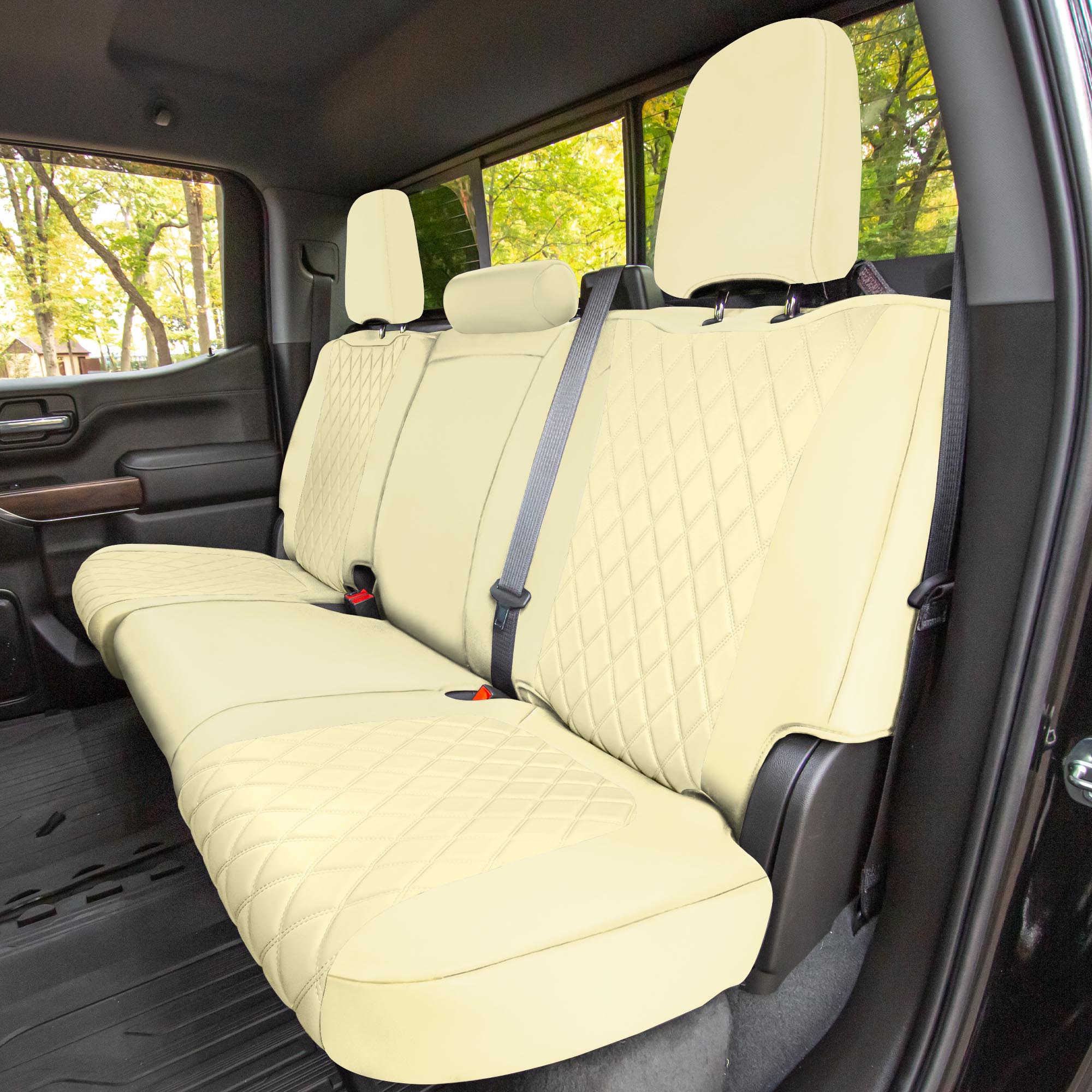 Chevrolet Silverado 1500 2500HD 3500HD RST | LTZ | HIGH COUNTRY  2019-2023 -  Rear Set Seat Covers - Solid Beige Ultraflex Neoprene