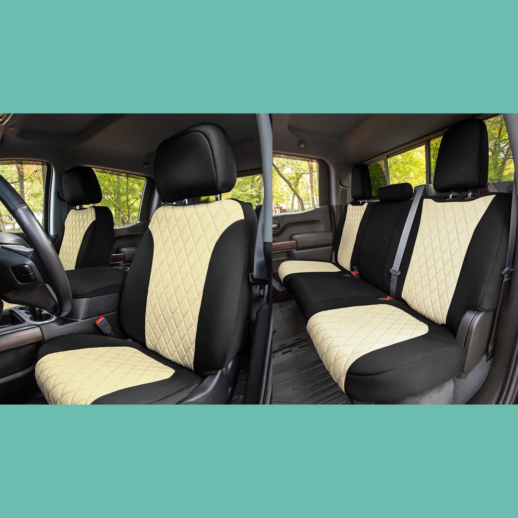 GMC Sierra 1500 2500HD 3500HD SLE Base  2019-2023 -  Full Set Seat Covers - Beige Ultraflex Neoprene