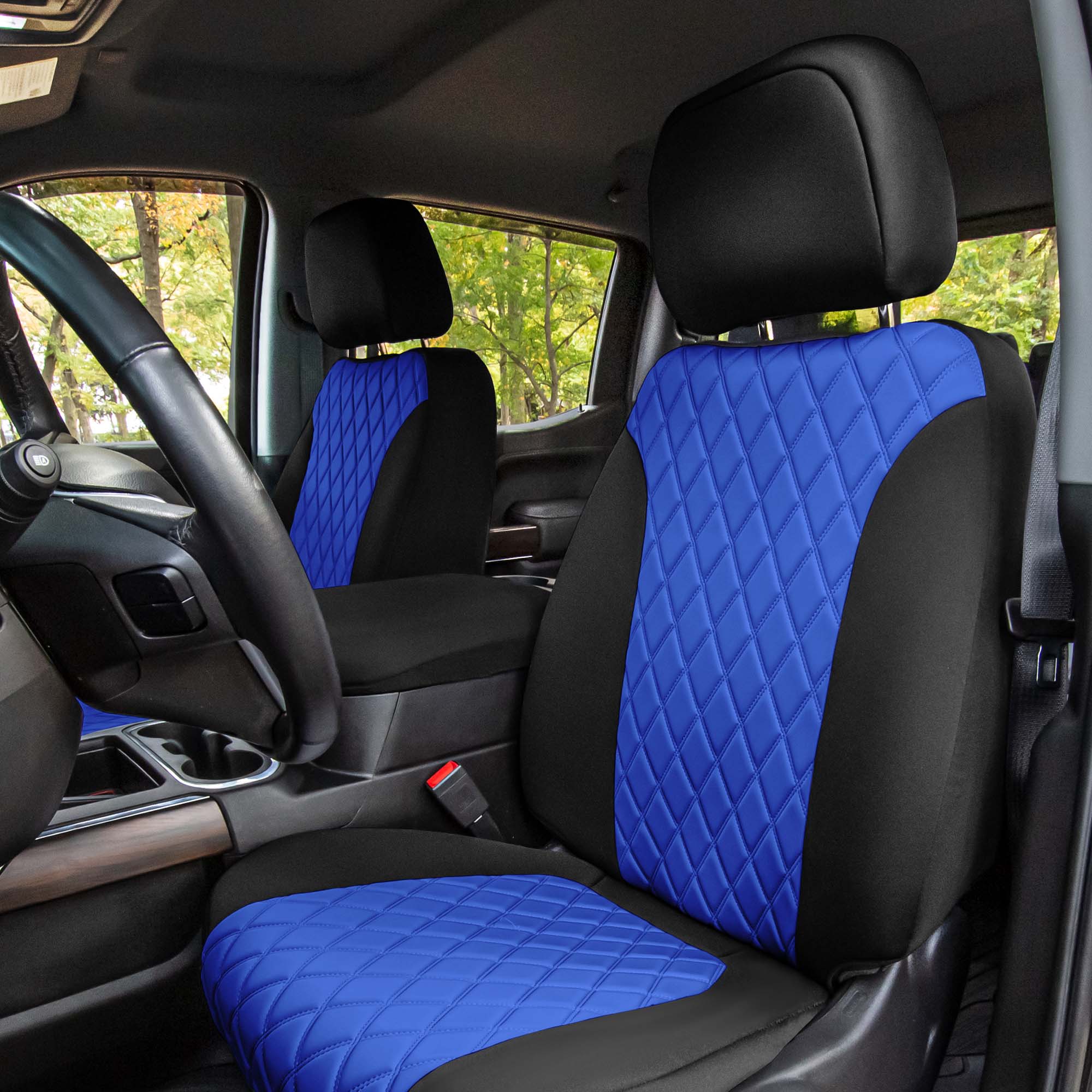 GMC Sierra 1500 2500HD 3500HD SLE Base  2019-2023 -  Front Set Seat Covers - Blue Ultraflex Neoprene