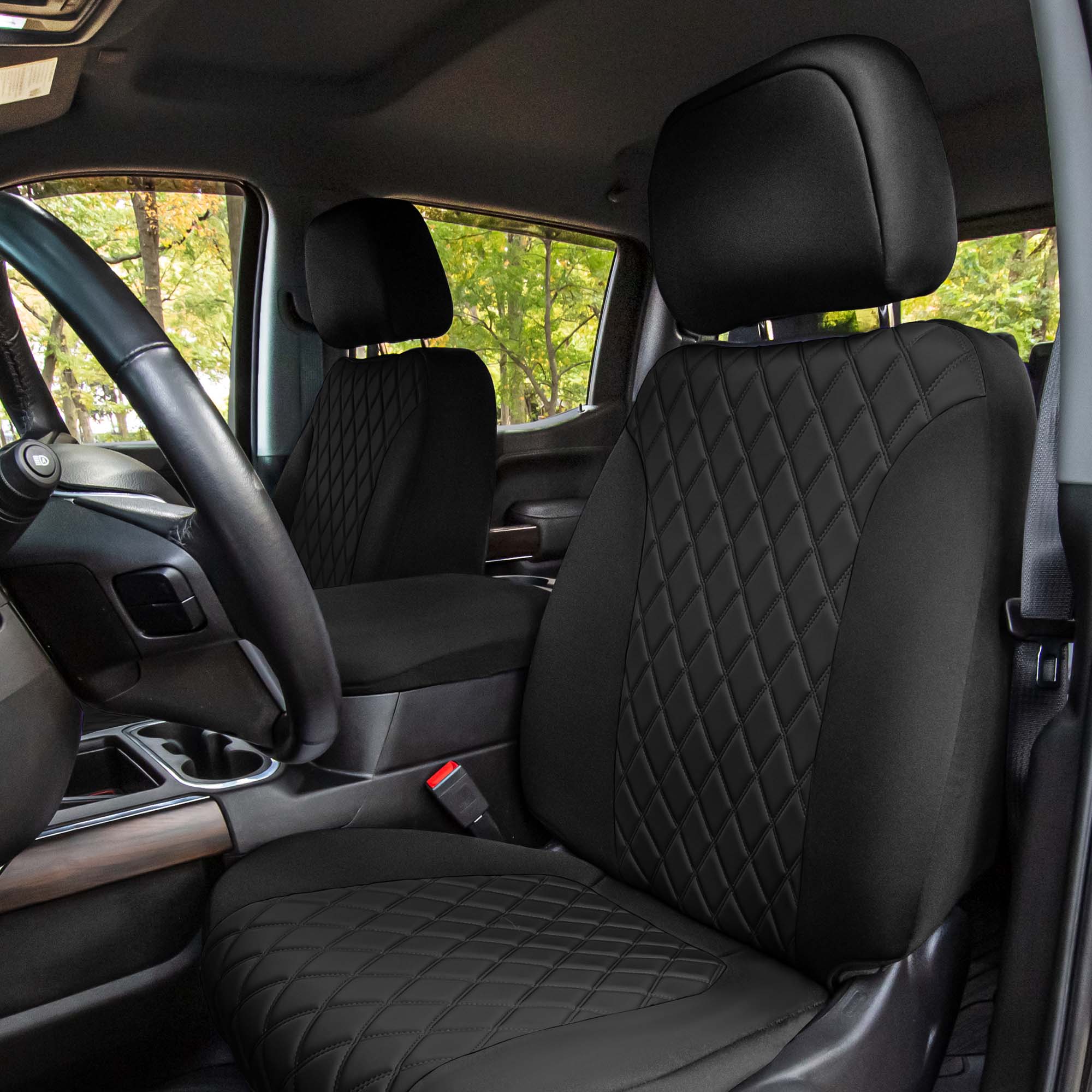 Chevrolet Silverado 1500 2500HD 3500HD WT | LT  2019 - 2023 -  Front Set Seat Covers - Black Ultraflex Neoprene