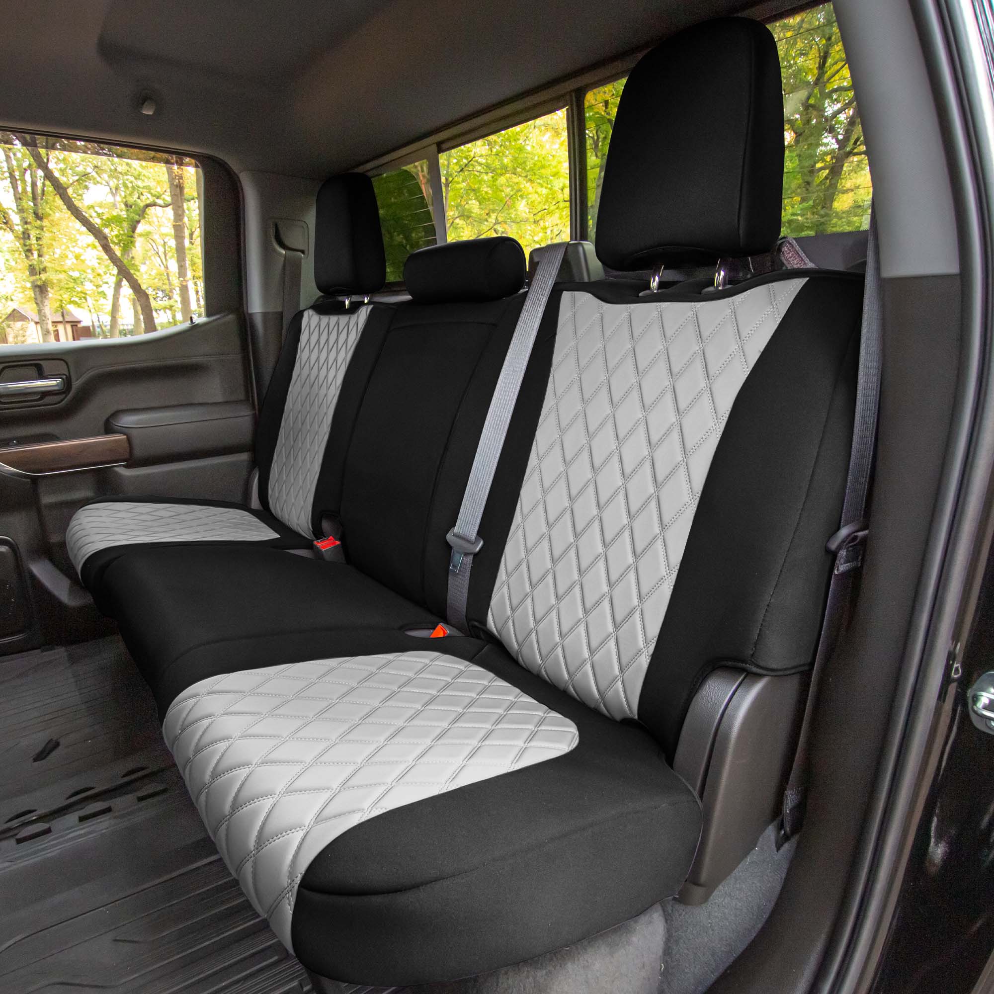 Chevrolet Silverado 1500 2500HD 3500HD WT | LT  2019 - 2023 - Rear Set Seat Covers - Gray Ultraflex Neoprene