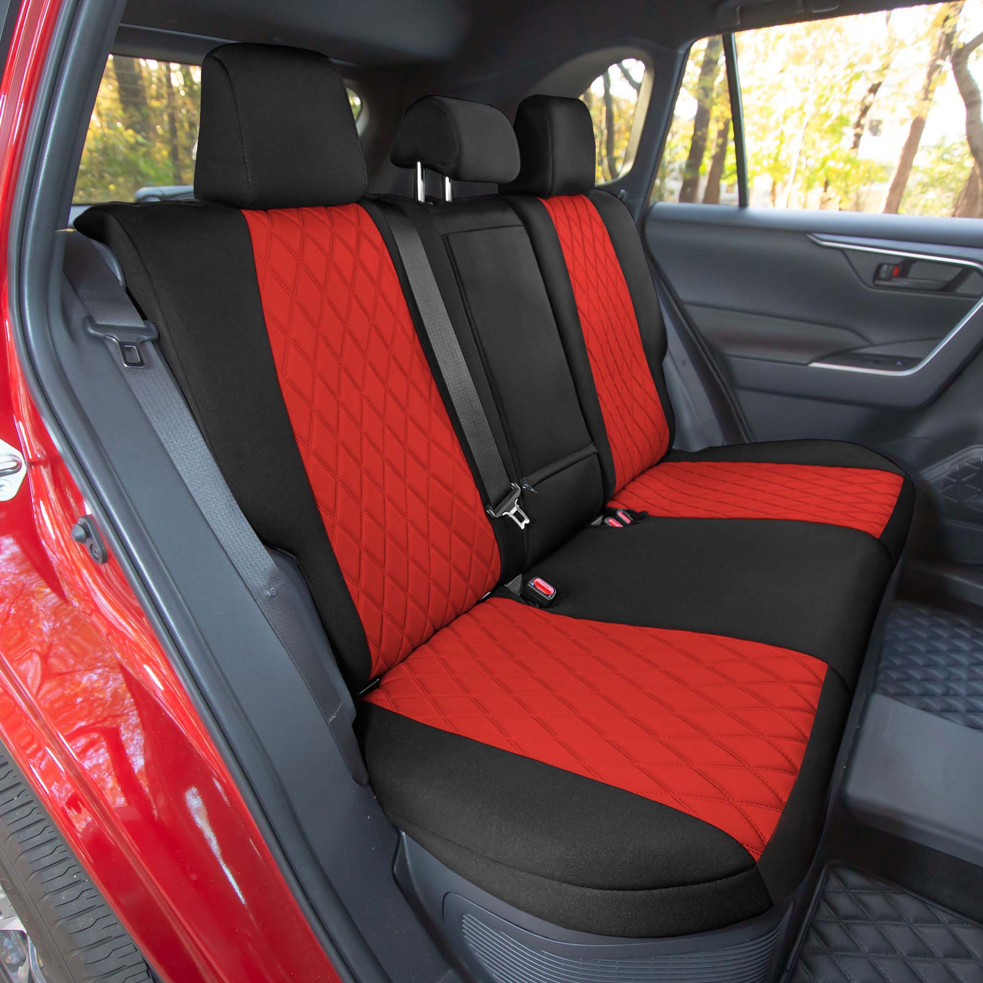 Toyota Rav4 Hybrid | Hybrid Prime 2021-2025  - Rear Set Seat Covers - Red Ultraflex Neoprene