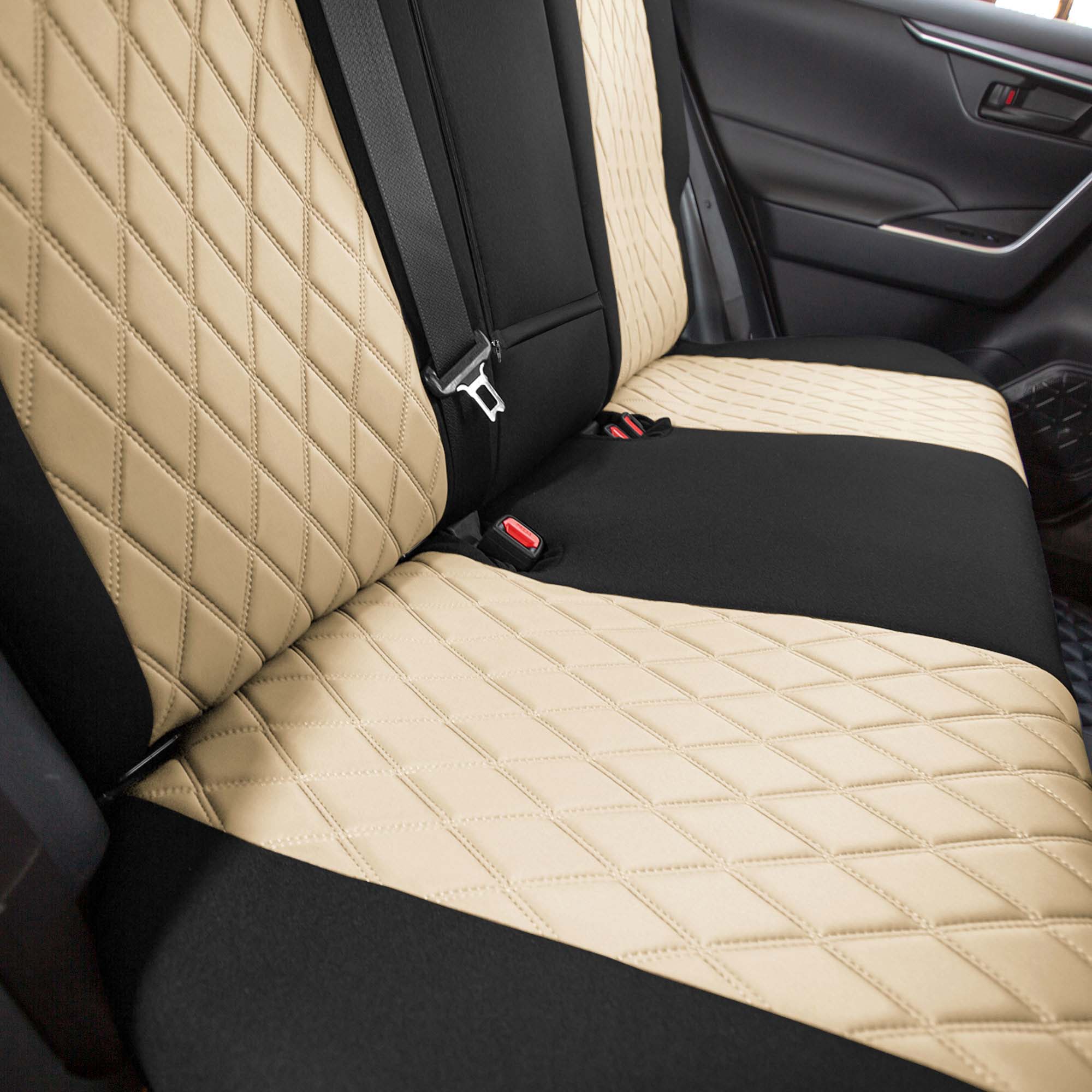 Custom Fit Seat Covers for Toyota Rav4 Hybrid Hybrid Prime 2021 2024 Rear Set Seat Covers Beige Ultraflex Neoprene