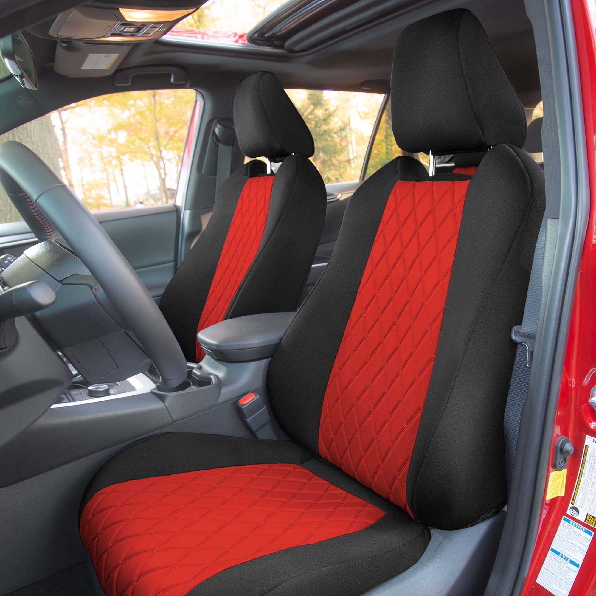Toyota Rav4 Hybrid | Hybrid Prime 2021-2025  - Front Set Seat Covers - Red Ultraflex Neoprene