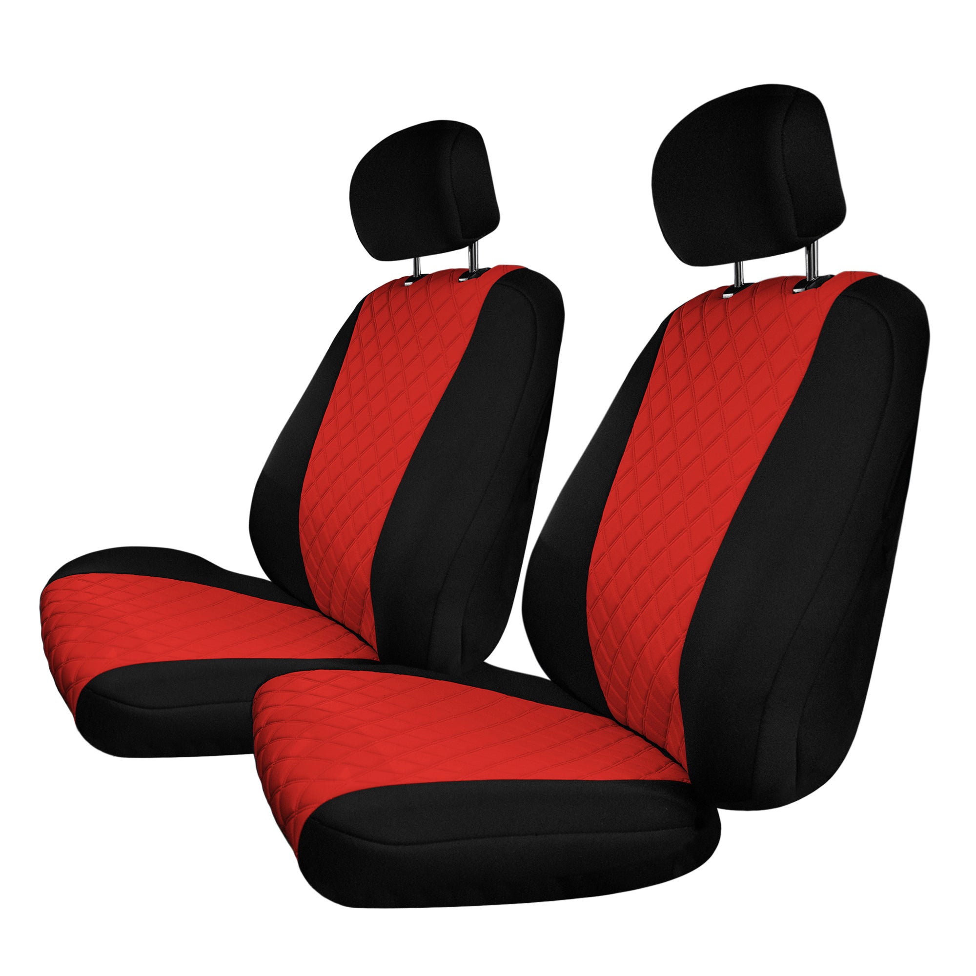 Ford F-150 2015-2024  - Ford F-250 F-350 F-450 2017-2022 - Front Set Seat Covers - Red Black Ultraflex Neoprene