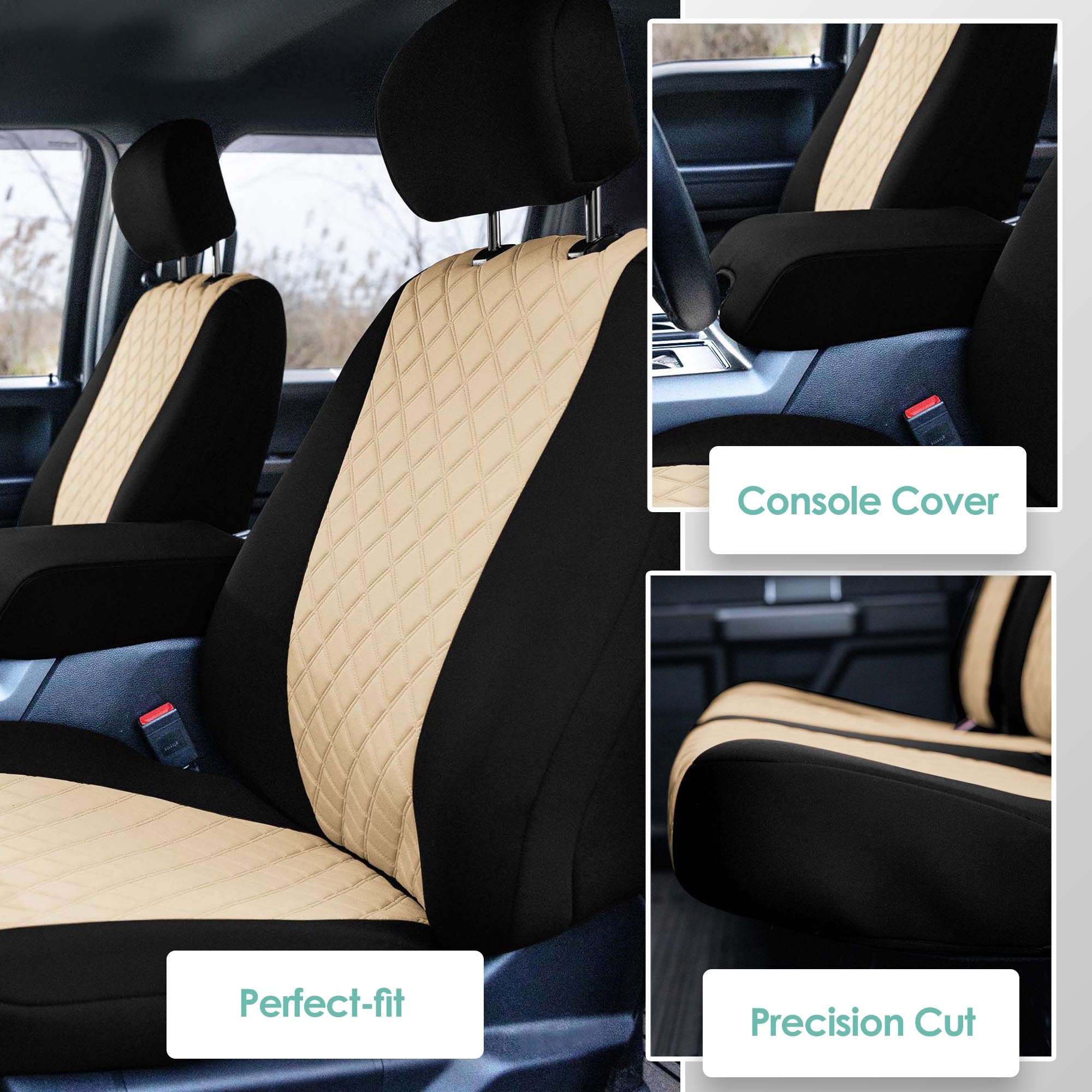 Ford F-150 2015-2024  - Ford F-250 F-350 F-450 2017-2022 - Full Set Seat Covers - Beige Ultraflex Neoprene