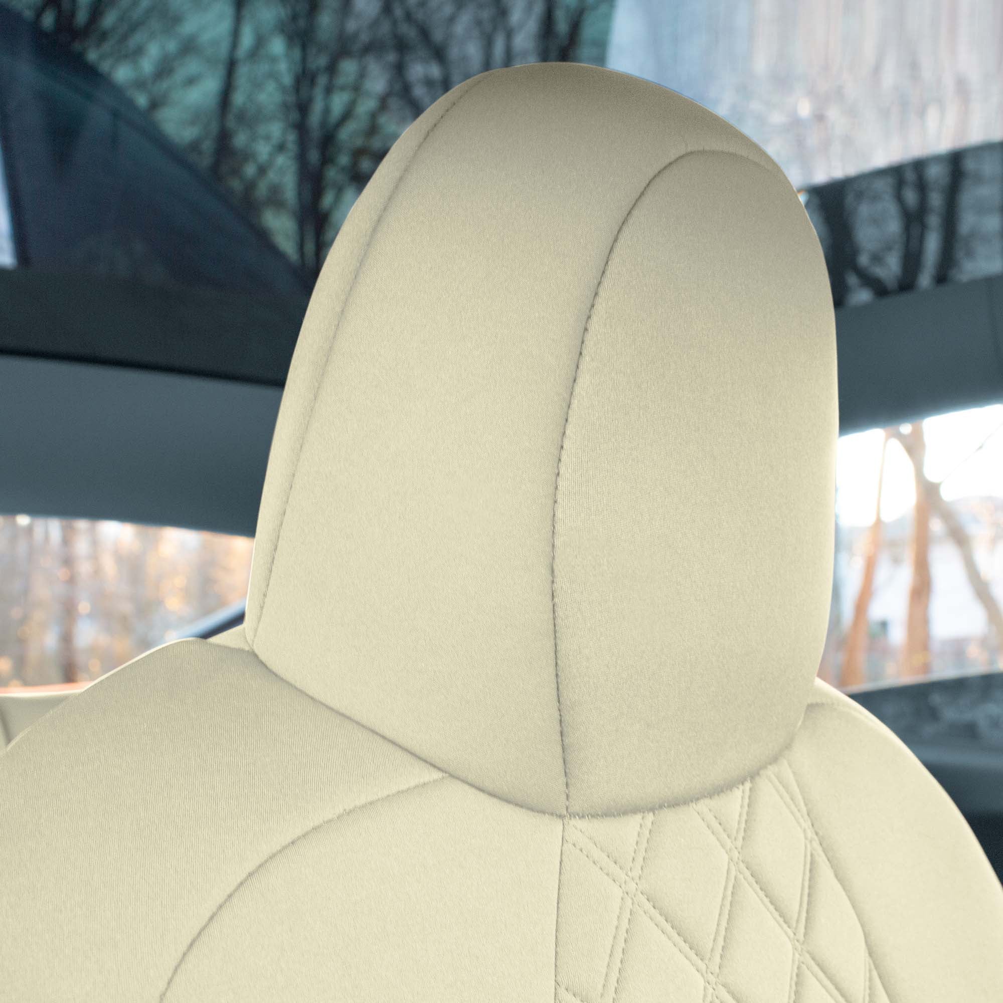 Tesla Model Y 2020 - 2024 - Front Set Seat Covers - Solid Beige Ultraflex Neoprene