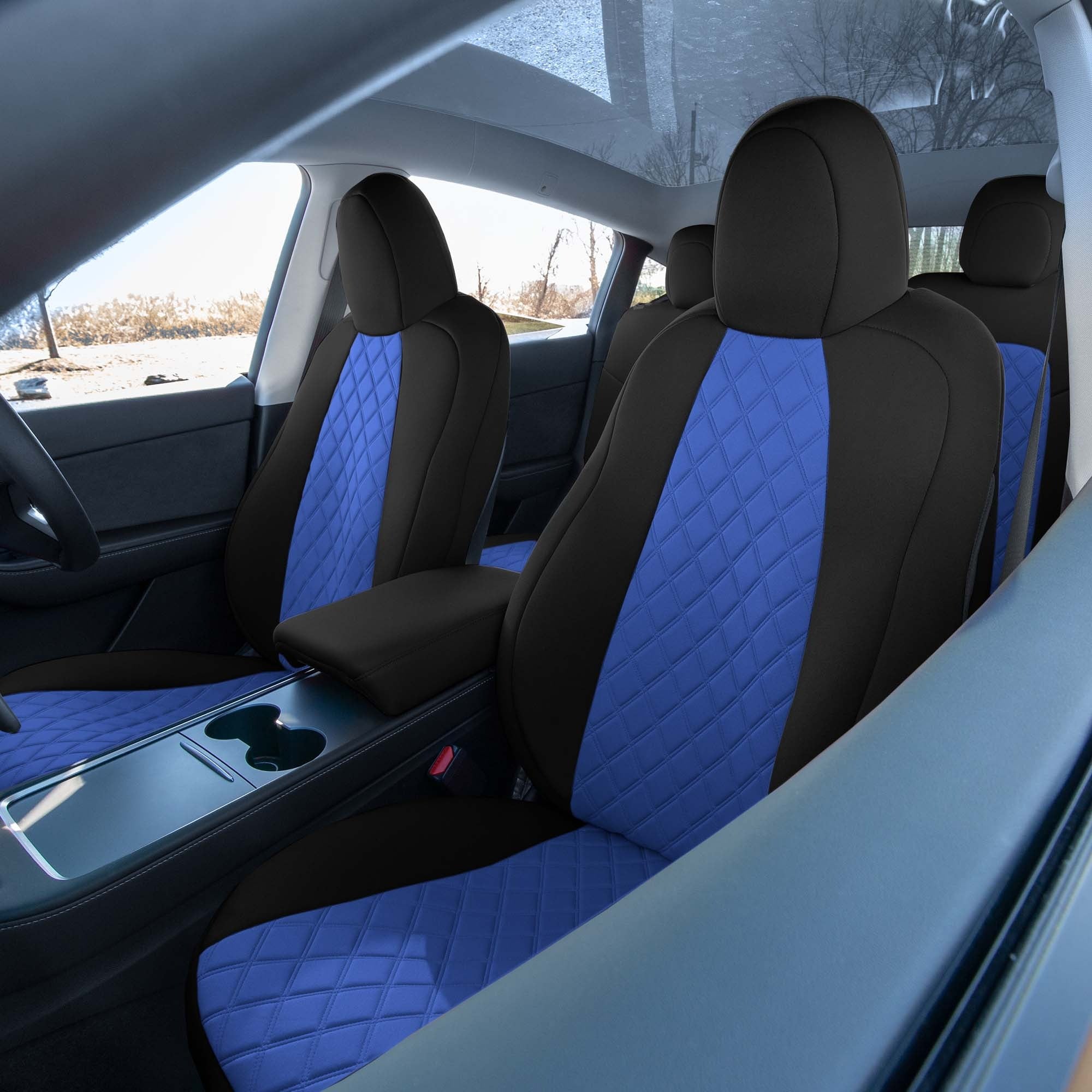 Tesla Model Y 2020 - 2022 - Full Set Seat Covers - Blue Neoprene