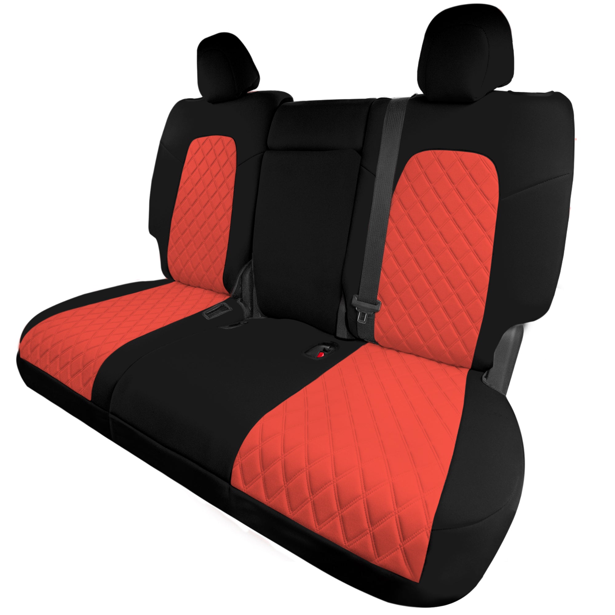 Tesla Model Y 2020 - 2024 - Rear Set Seat Covers - Red Ultraflex Neoprene