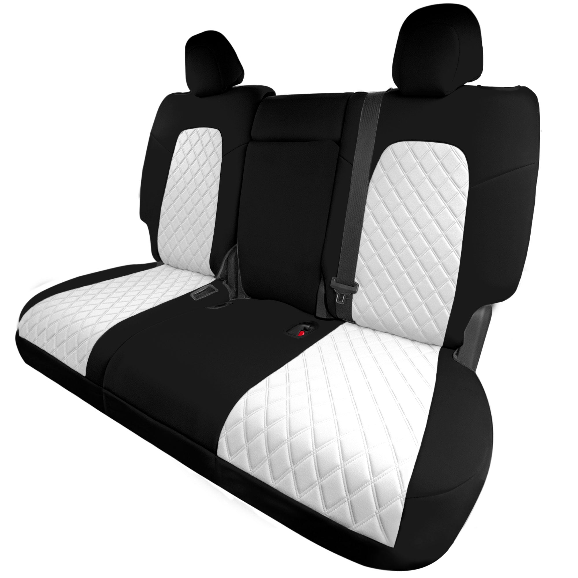 Tesla Model Y 2020-2024 - 2nd Row Set Seat Covers - Beige / Black Ultraflex Neoprene