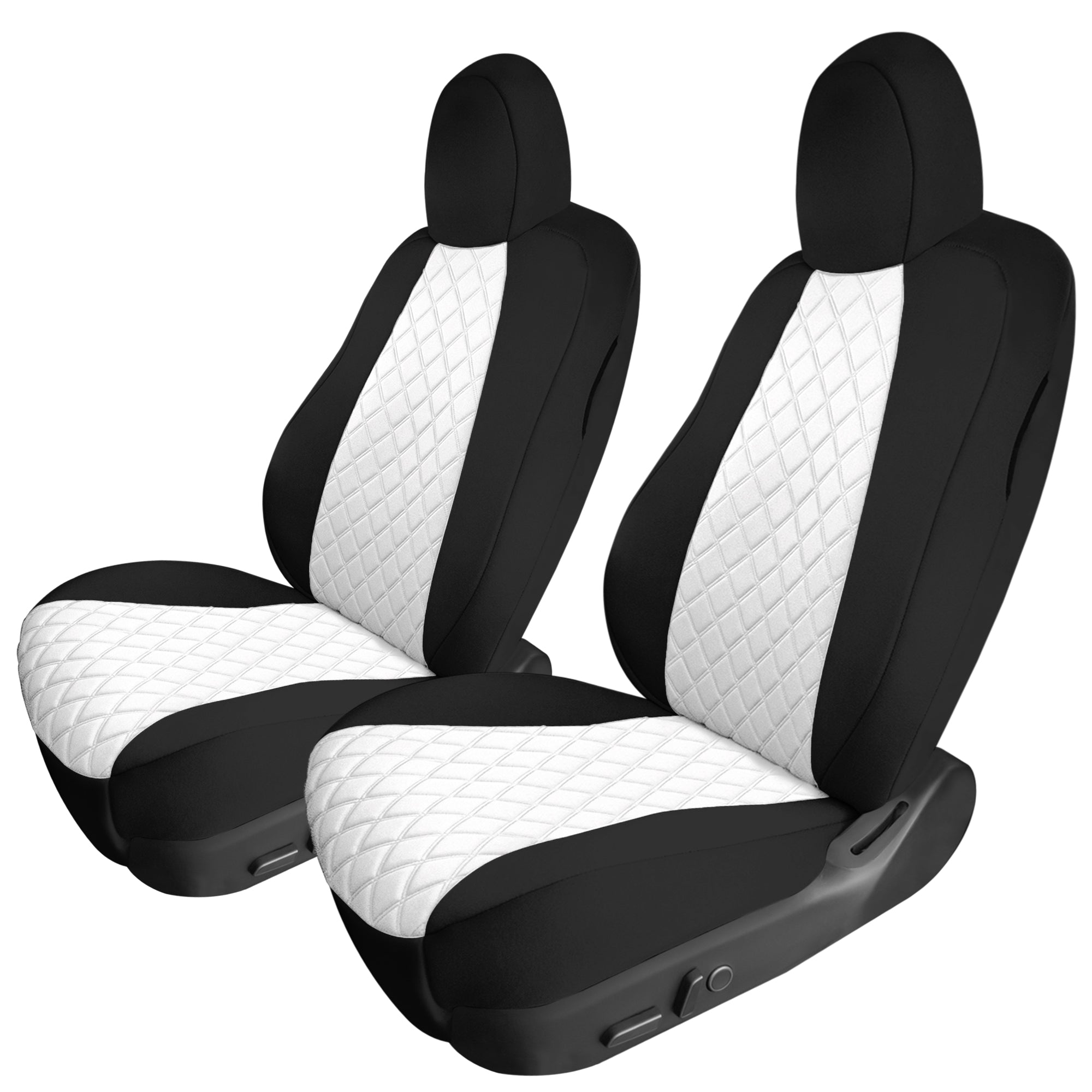 Tesla Model Y 2020 - 2024 - Front Set Seat Covers - White Ultraflex Neoprene