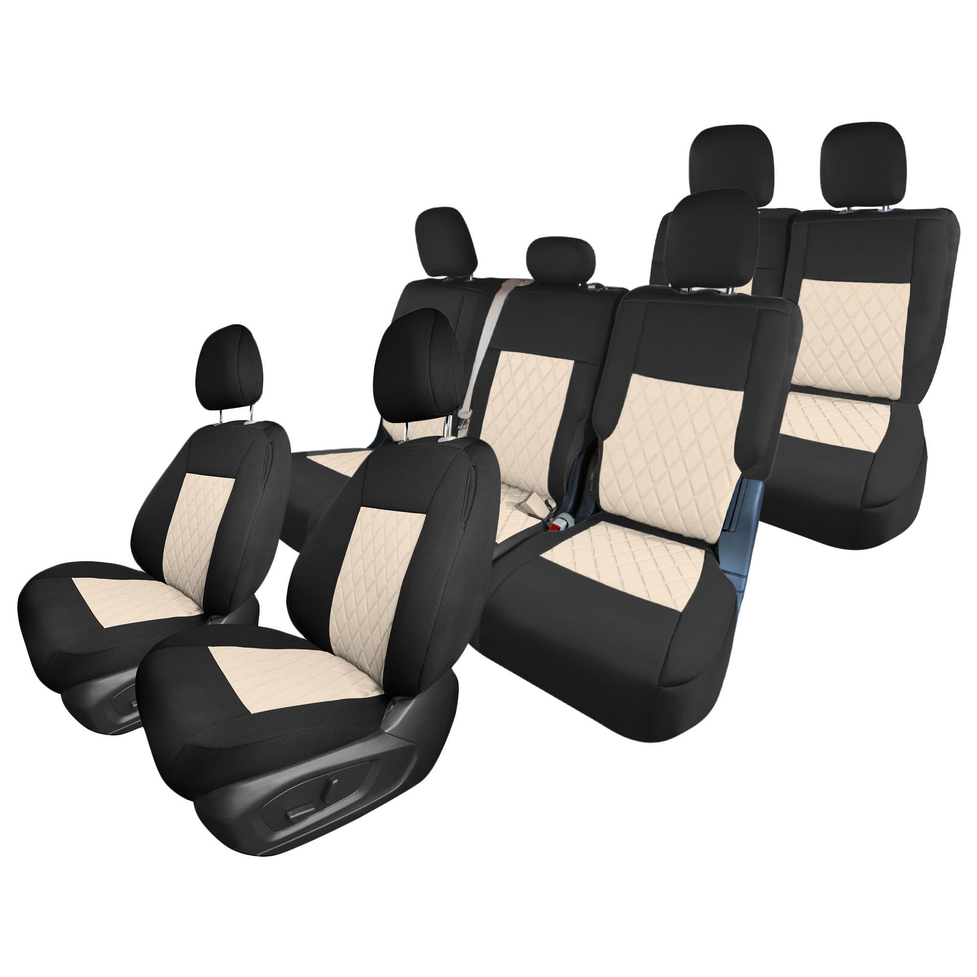 Ford Explorer Base 2020-2024  - Full Set Seat Covers  -  Beige Ultraflex Neoprene
