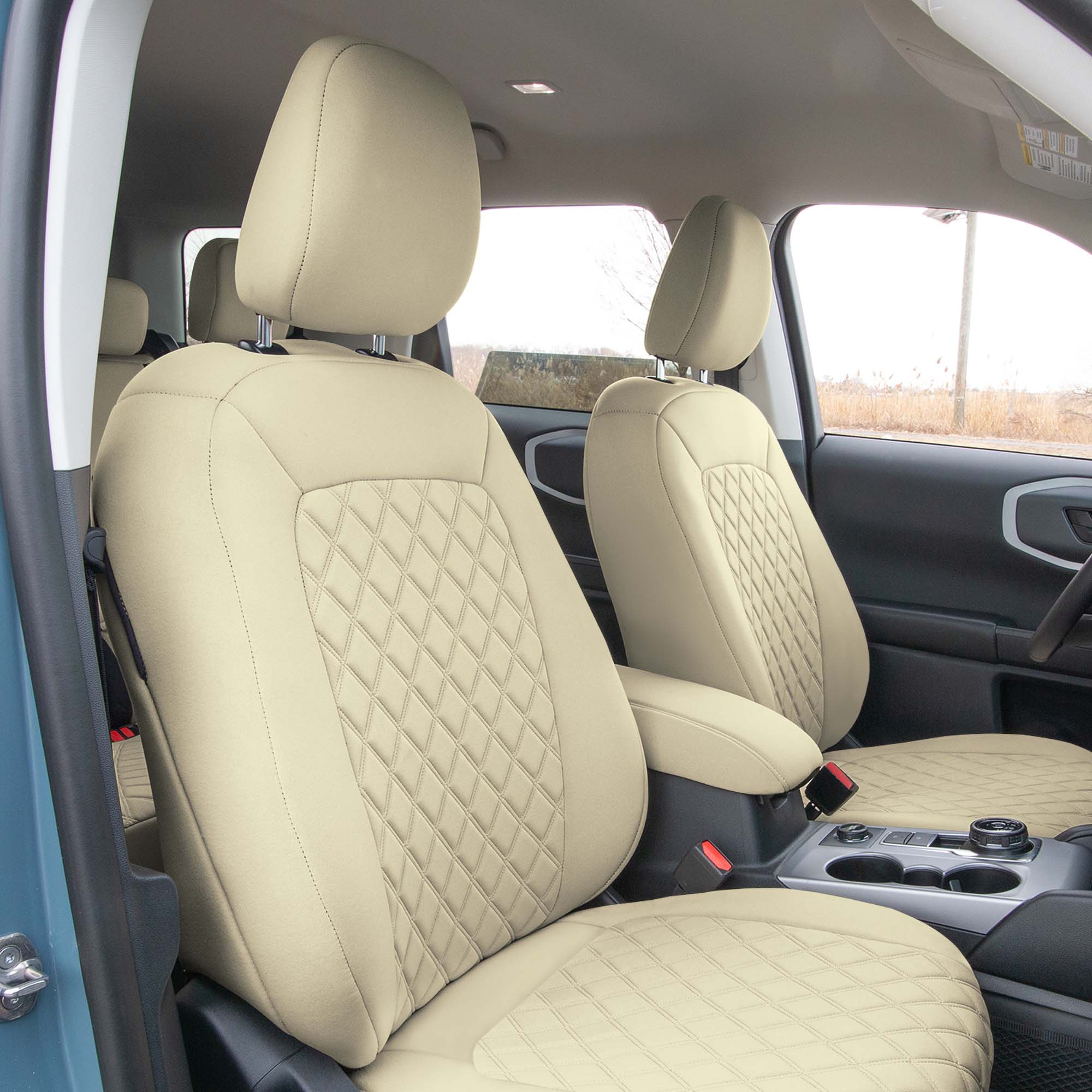 Ford Bronco Sport 2021-2024 - Full Set Seat Covers  -  Solid Beige Ultraflex Neoprene