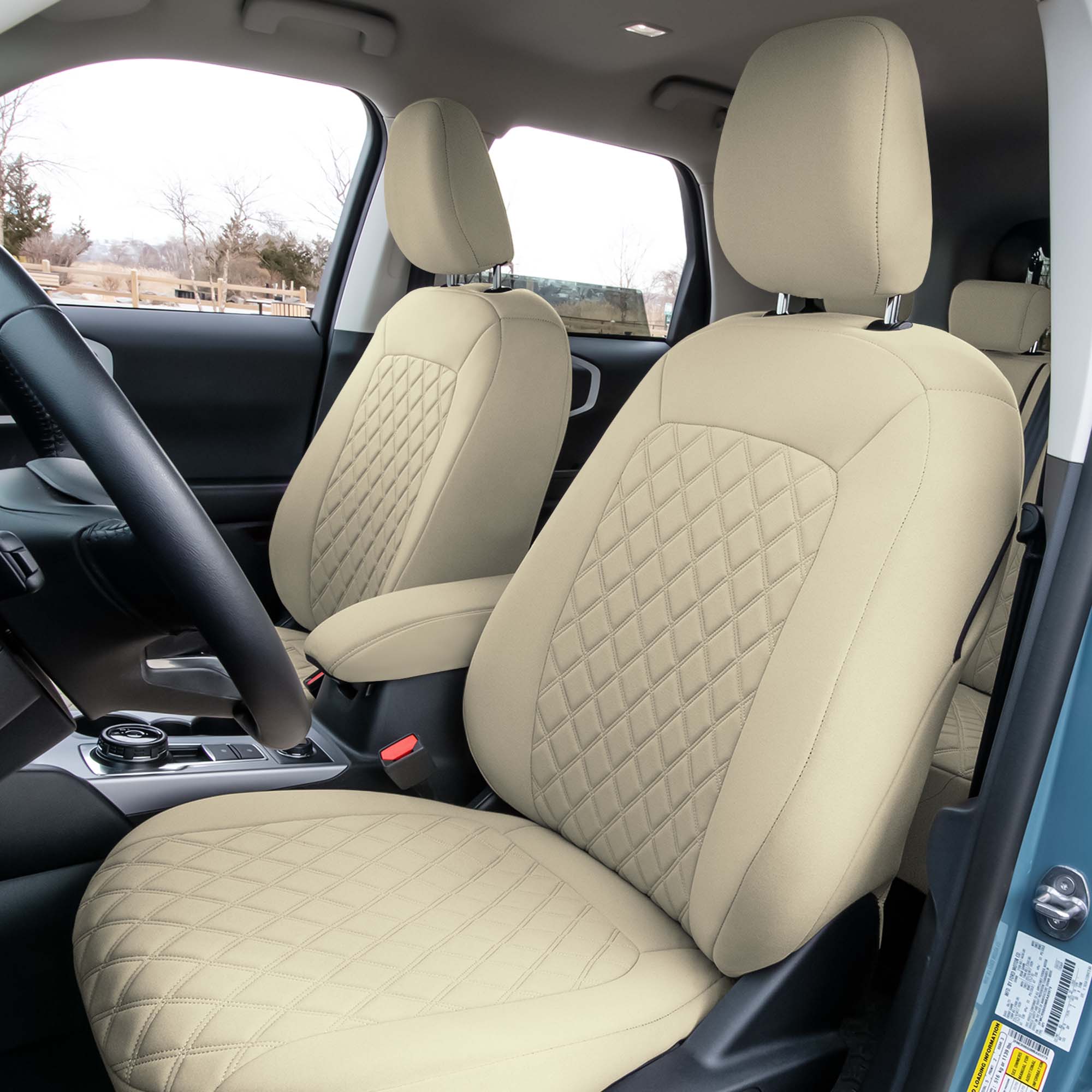 Ford Bronco Sport 2021-2024 - Front Set Seat Covers  -  Solid Beige Ultraflex Neoprene