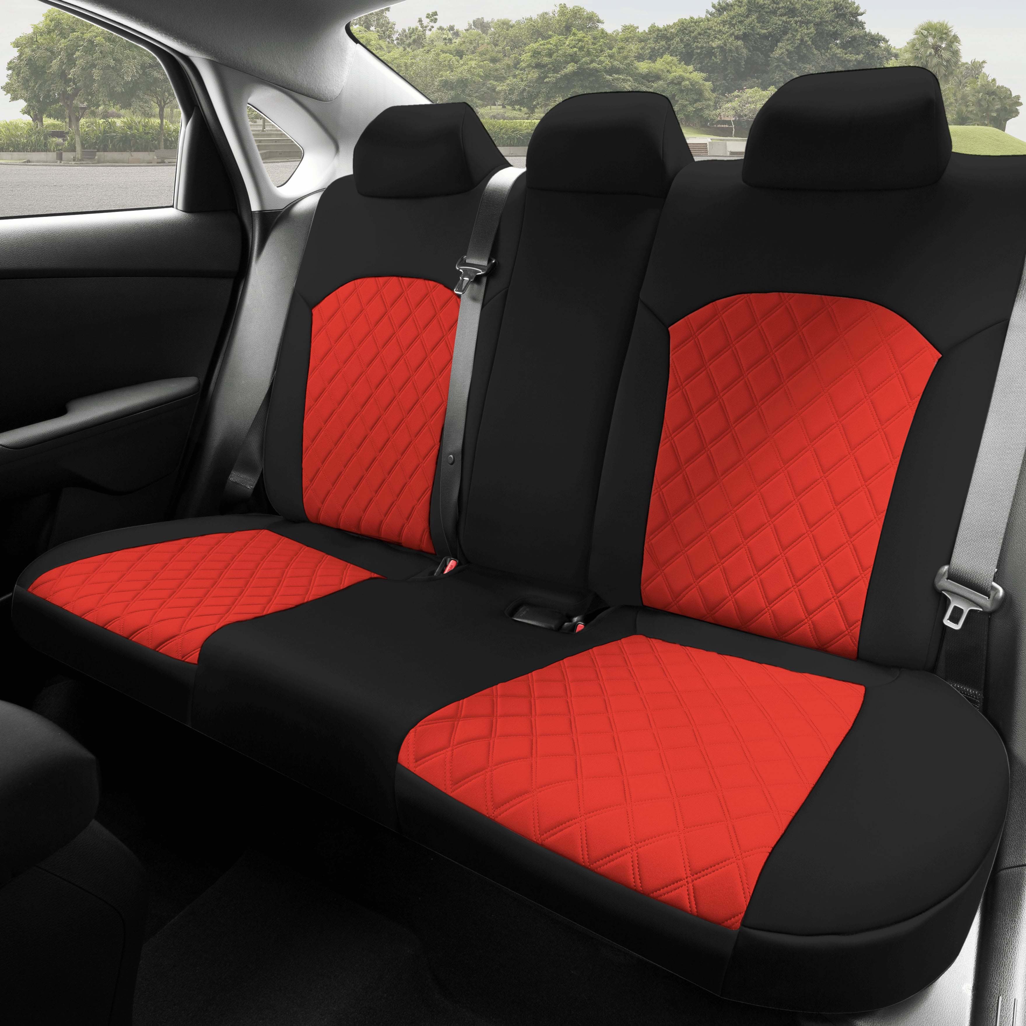 KIA Forte 2019-2024  - Rear Set Seat Covers - Red Ultraflex Neoprene