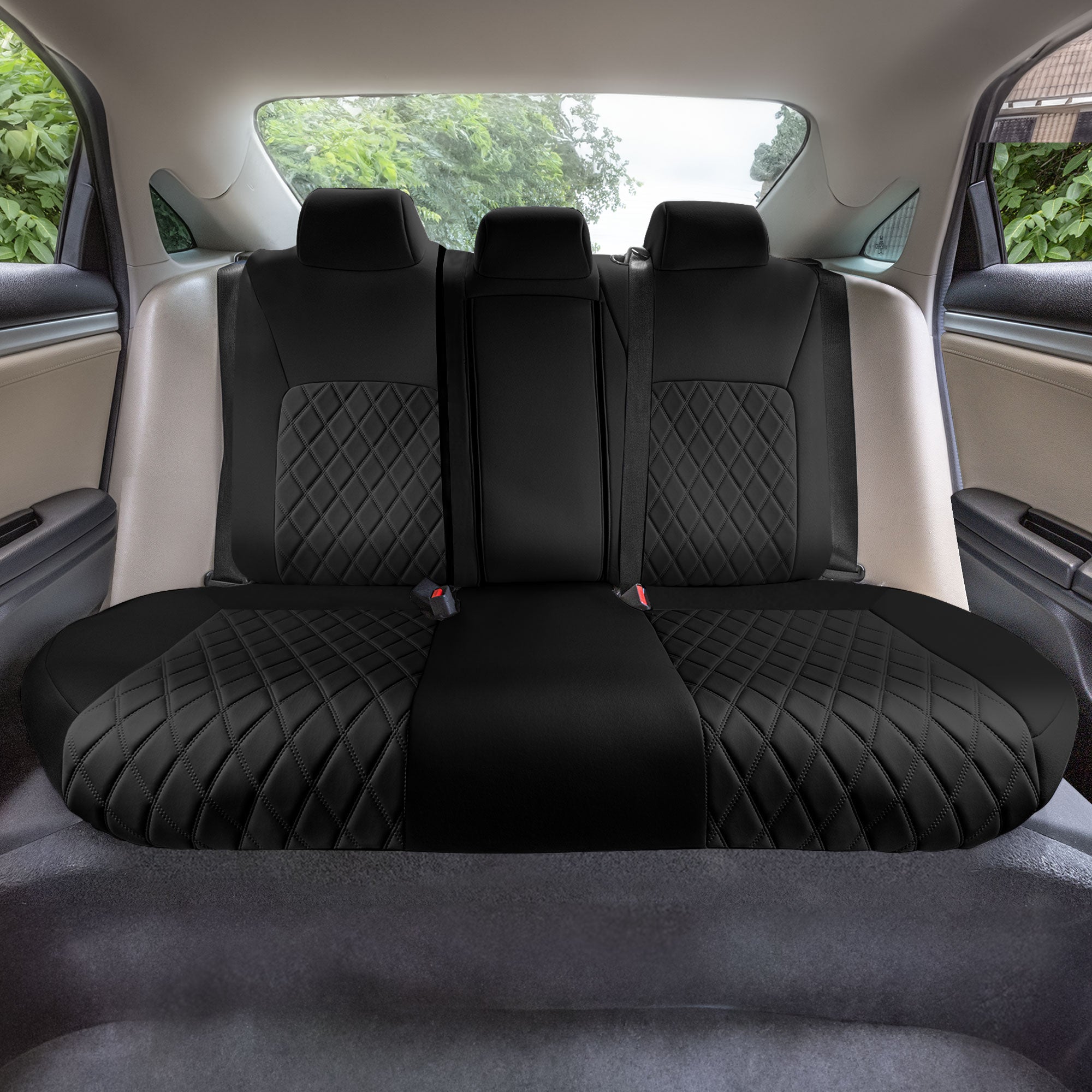 Honda Civic 2016 - 2025 Sedan Split Rear Set Seat Covers - Black Ultraflex Neoprene